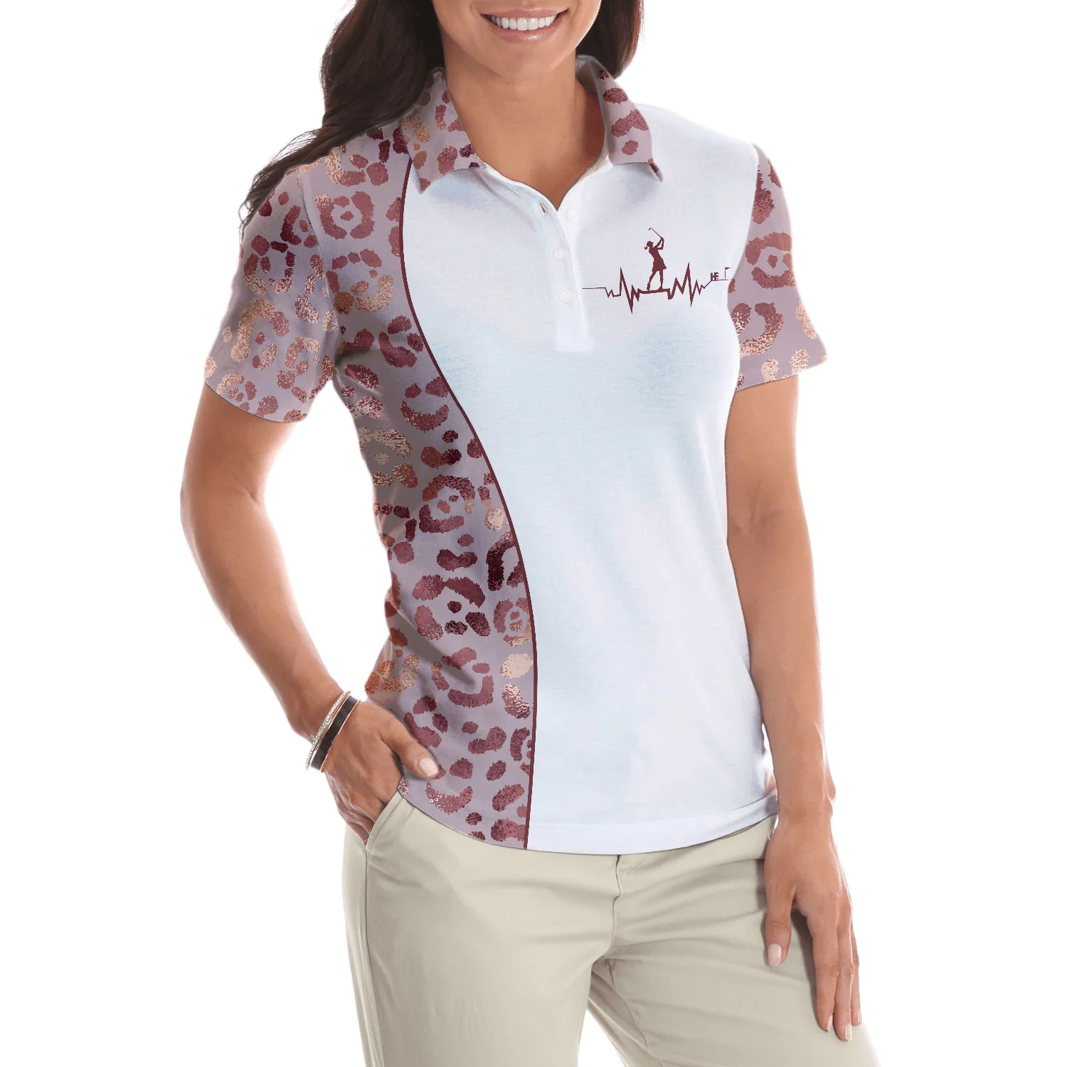 Golf Women Polo Shirt, Coffee Love Golf, Leopard Pattern Women Polo Shirts, Best Gift For Golf and Coffee Lovers, Golfers, Ladies, Golf Club - Image 5