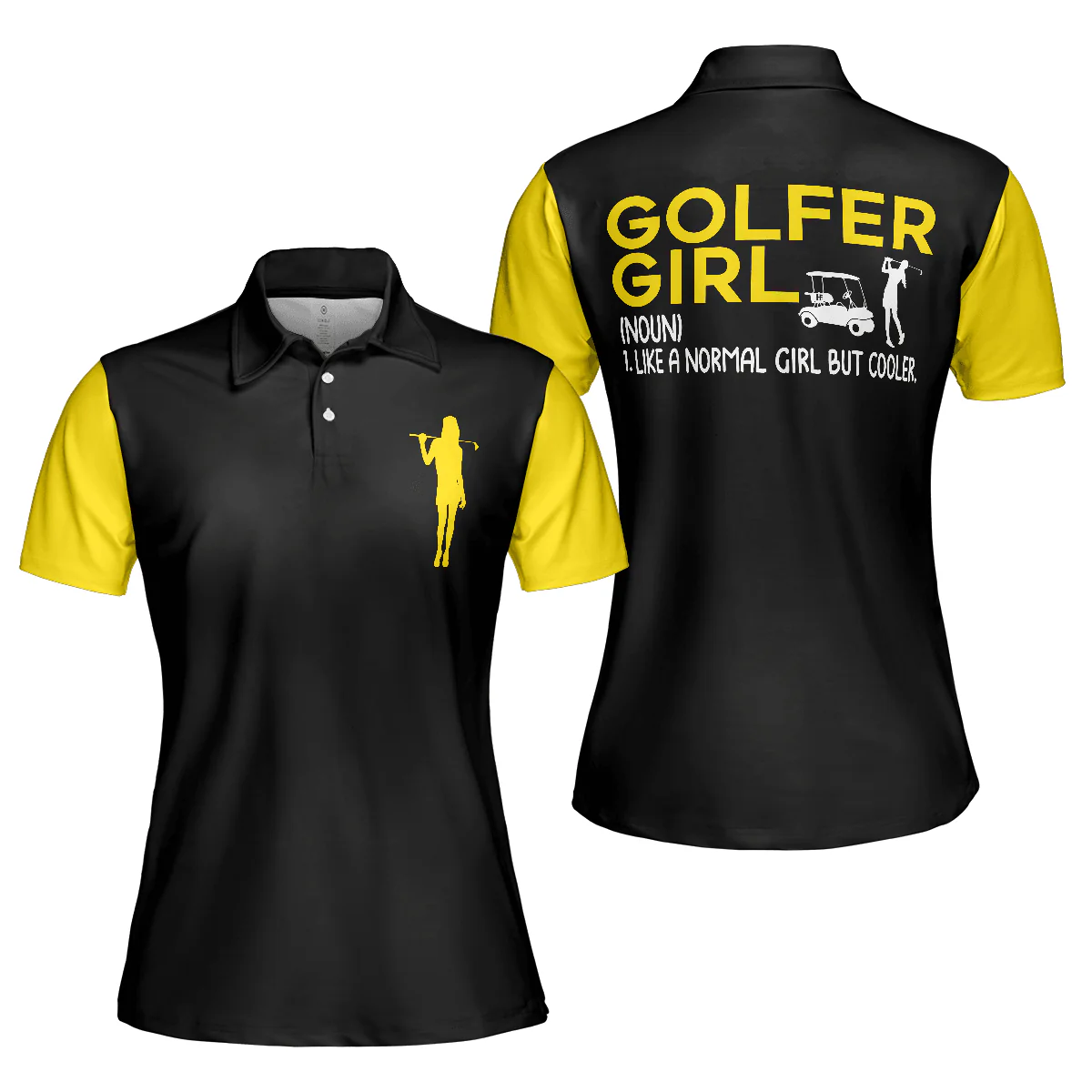 Golf Women Polo Shirt, Definition Of Golf Girl, Black And Yellow Golf Women Polo Shirts, Best Gift For Golf Lovers, Ladies, Female Golfers - Image 2