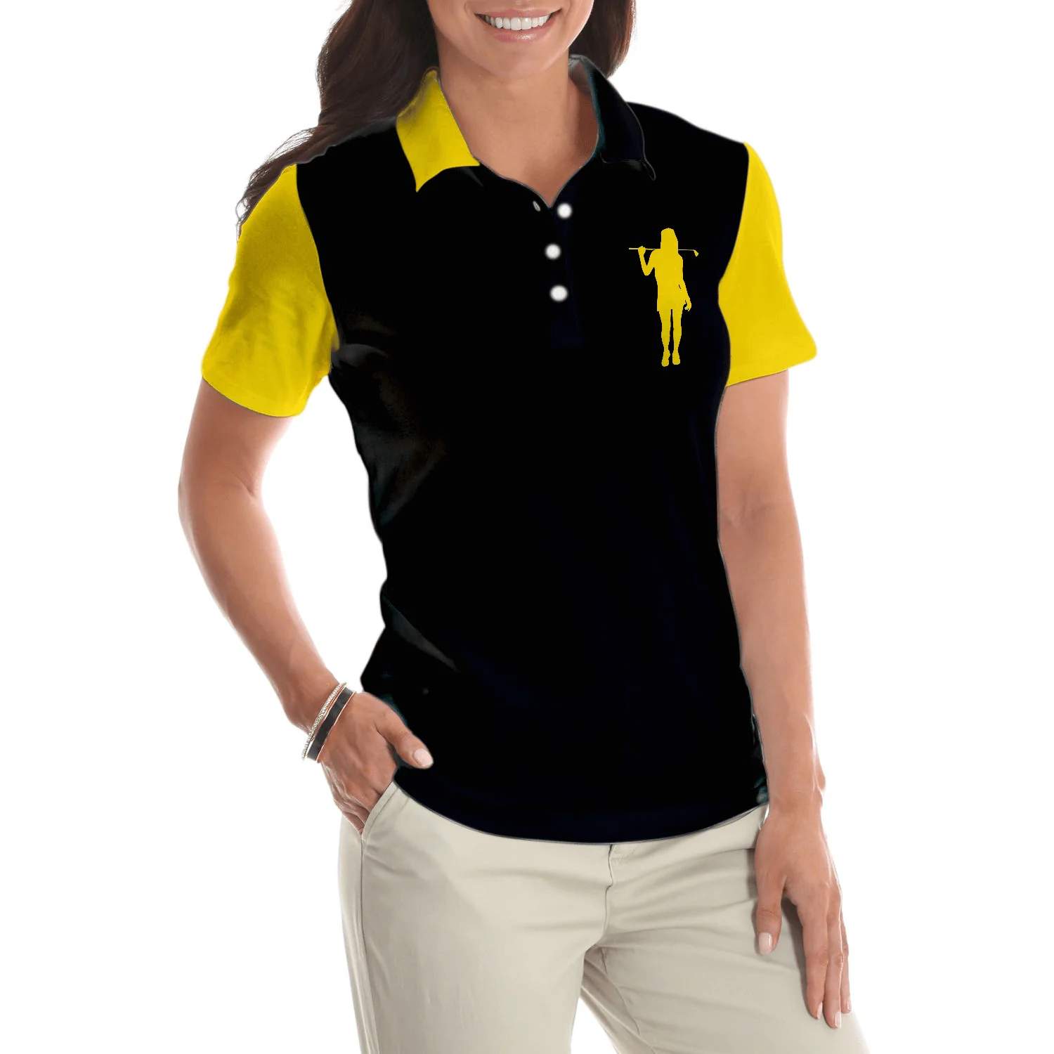 Golf Women Polo Shirt, Definition Of Golf Girl, Black And Yellow Golf Women Polo Shirts, Best Gift For Golf Lovers, Ladies, Female Golfers - Image 5