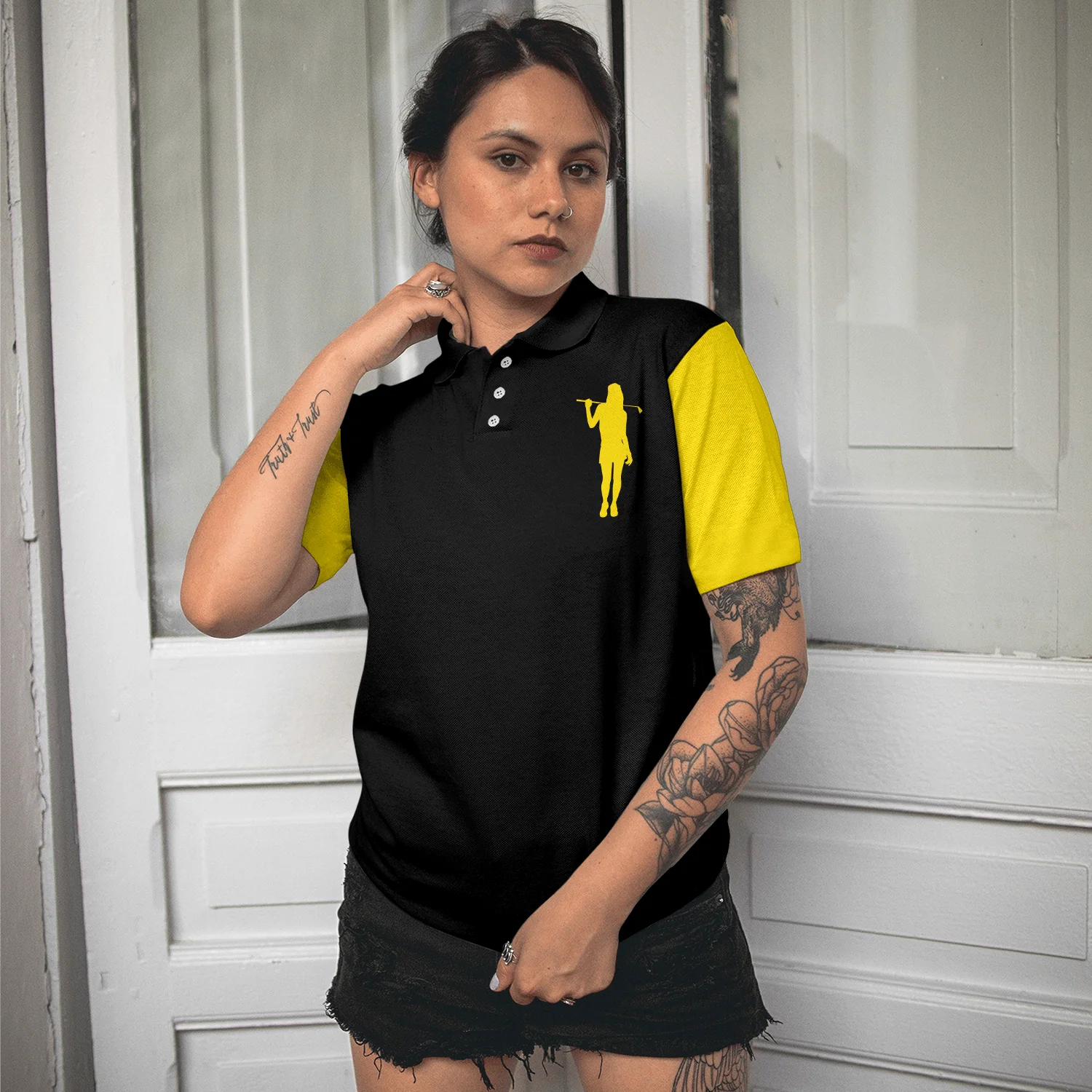 Golf Women Polo Shirt, Definition Of Golf Girl, Black And Yellow Golf Women Polo Shirts, Best Gift For Golf Lovers, Ladies, Female Golfers - Image 6
