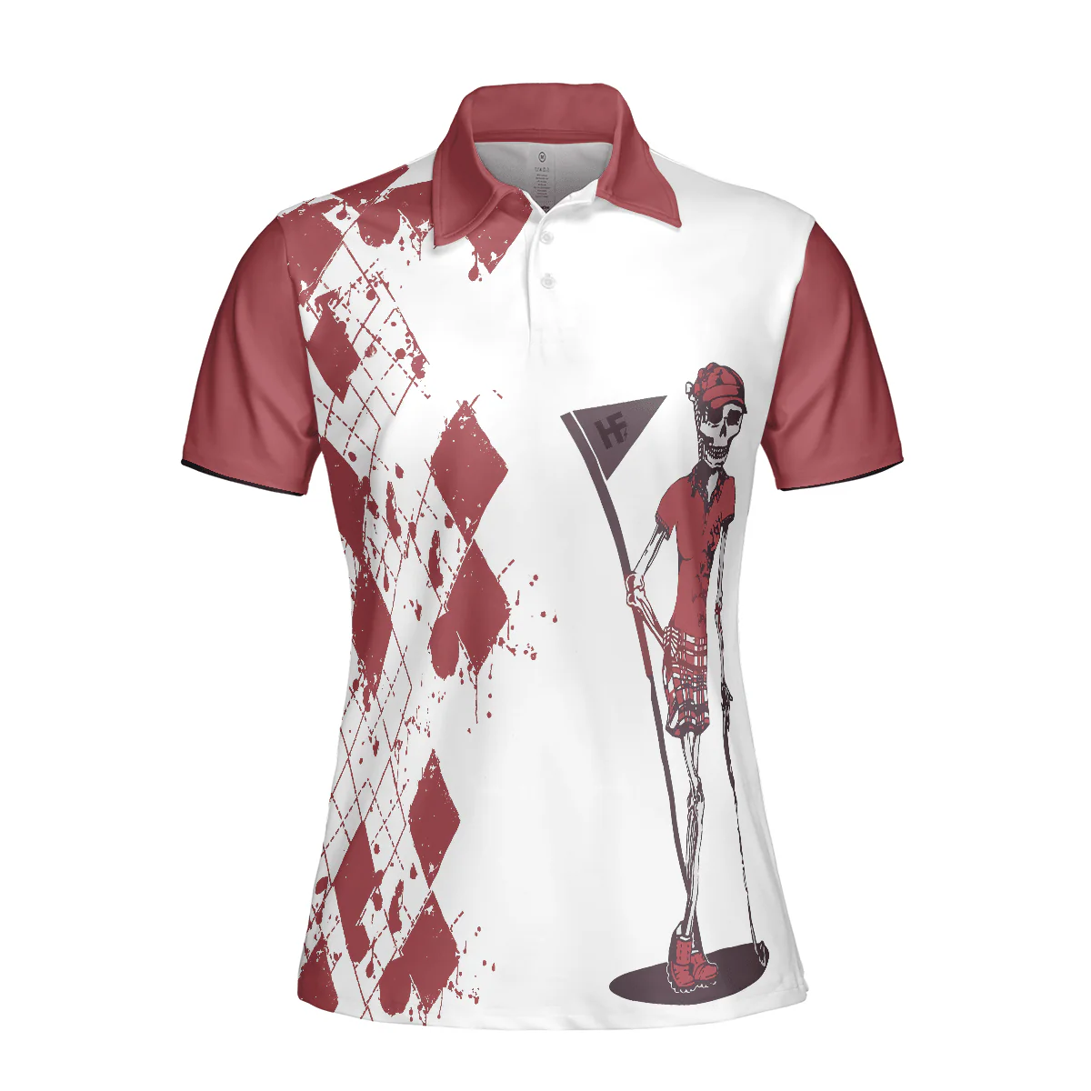 Golf Women Polo Shirt, Golf And Wine Skeleton Argyle Pattern Women Polo Shirts, Golfers Gift For Ladies, Let's Golf Nine And Drink Wine - Image 4