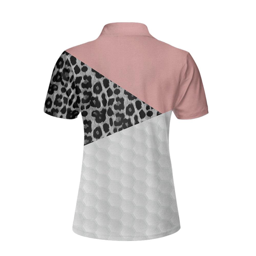 Golf Women Polo Shirt, Golf Ball Texture With Leopard Pattern Women Polo Shirts, Golfing Gift For Ladies, Female Golfers, Golf Lovers - Image 2