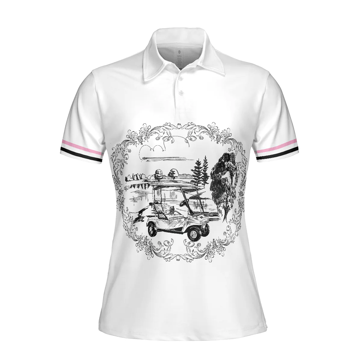 Golf Women Polo Shirt, Golf Course Sketch Golf Women Polo Shirts, Golfing Gift For Ladies, Female Golfers, Golf Lovers - Image 4