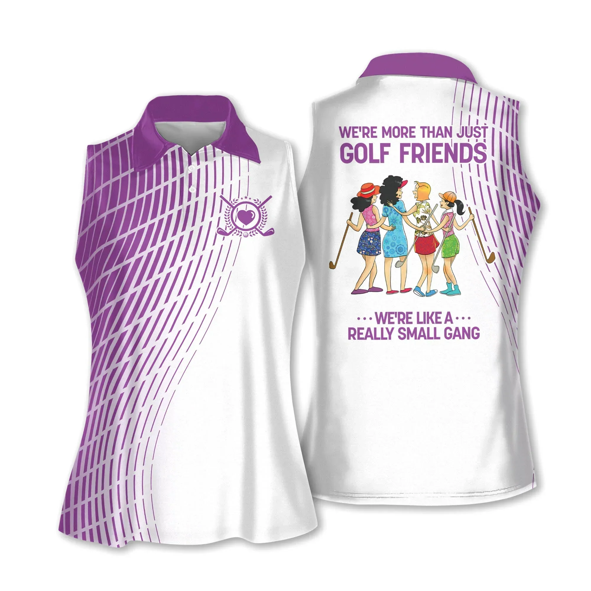 Golf Women Polo Shirt, Golf Friends Four Girl Multicolor Pattern White Background Polo Shirt - Gift For Mother's Day, Golfers, Female, Golf Lovers - Image 5