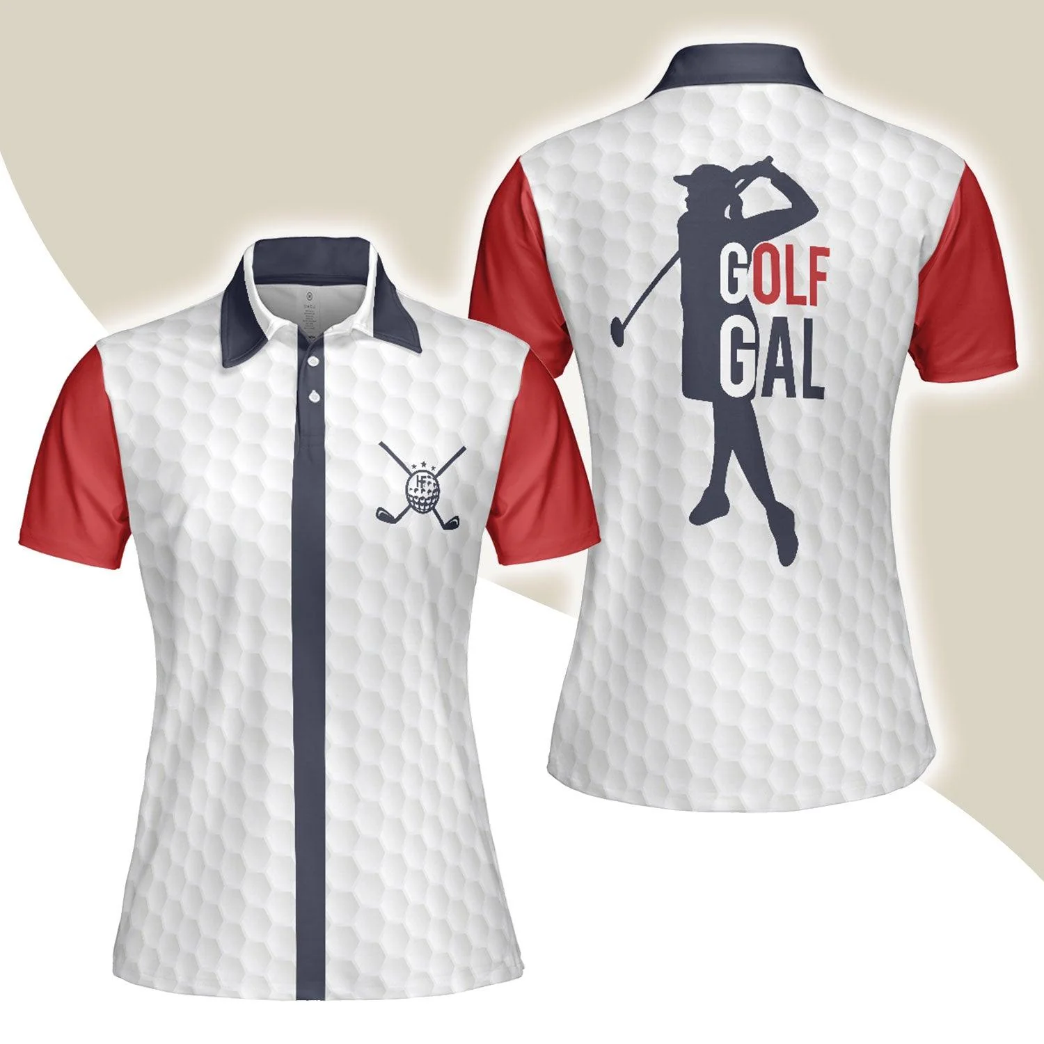 Golf Women Polo Shirt, Golf Gal Red White And Navy Women Polo Shirts, Best Gift For Female Golfers, Ladies, Golf Lovers
