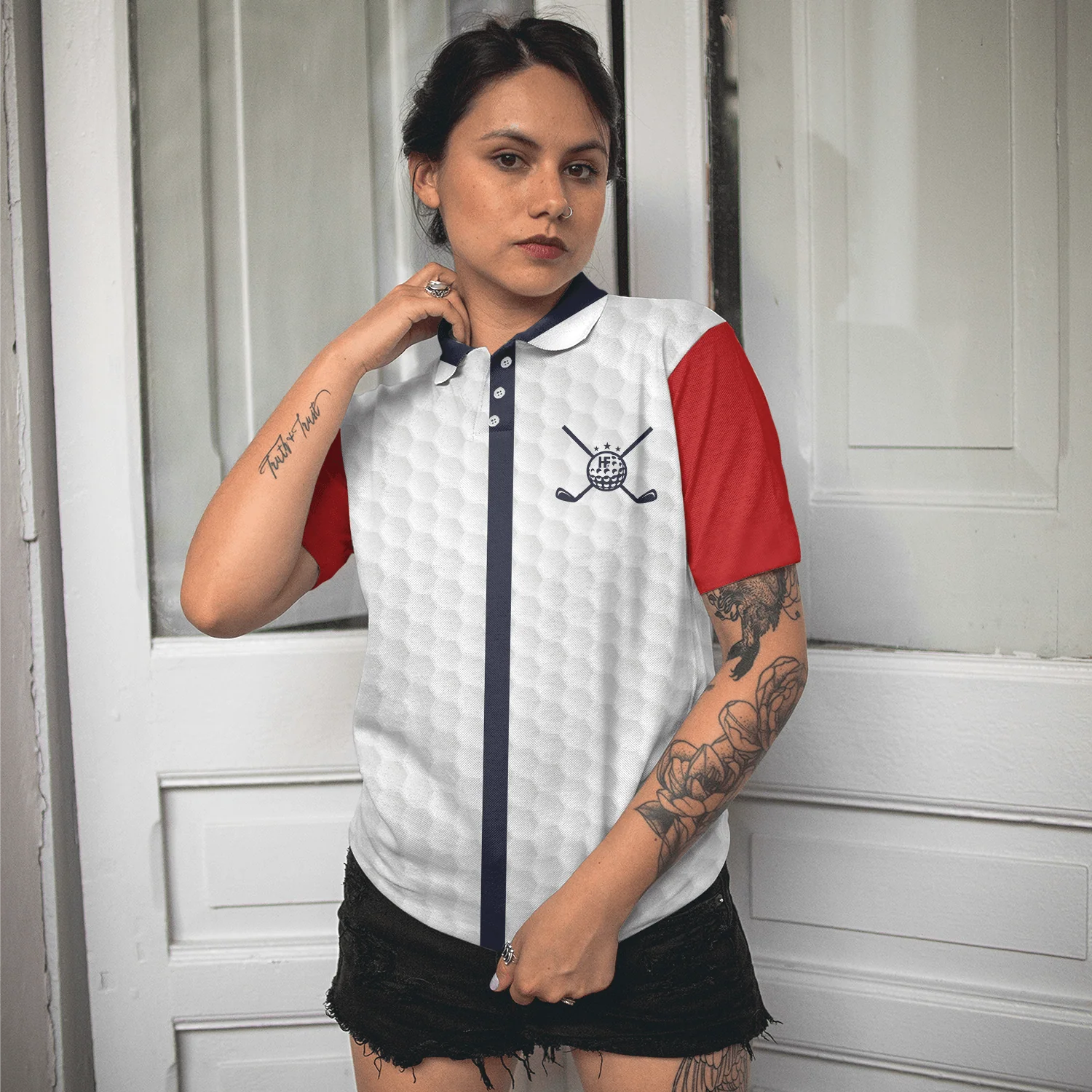 Golf Women Polo Shirt, Golf Gal Red White And Navy Women Polo Shirts, Best Gift For Female Golfers, Ladies, Golf Lovers - Image 5