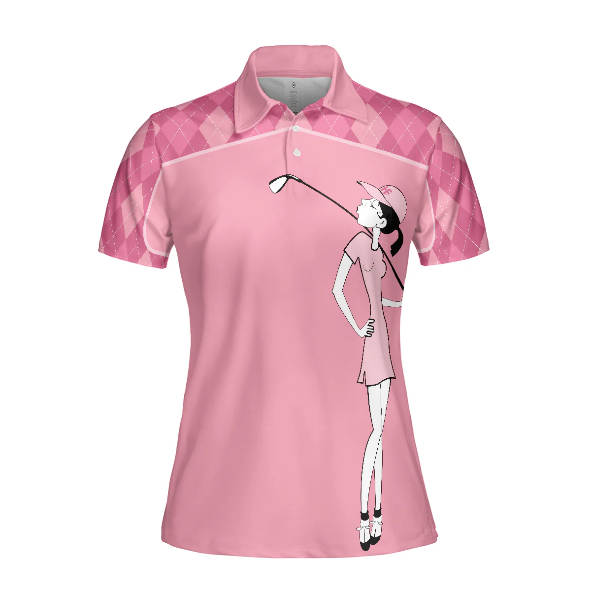 Golf Women Polo Shirt - Golf Girl You Say Girl Can't Golf I Say Watch Me Pink Argyle Pattern Women Polo Shirts - Perfect Gift For Women, Golfers - Image 4
