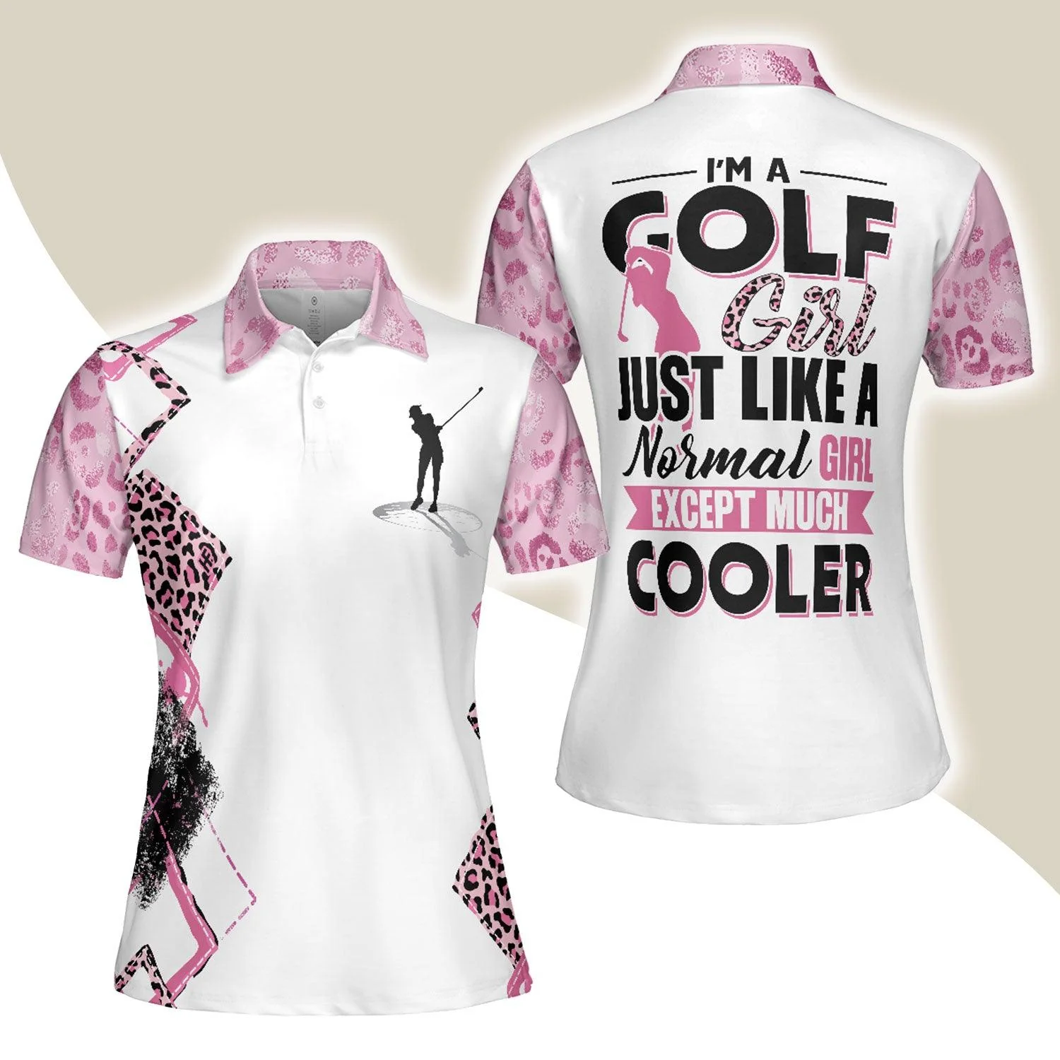 Golf Women Polo Shirt, Golf Girls Are Cooler Leopard Pink Argyle Pattern Women Polo Shirts, Unique Gift For Female Golfers, Ladies, Golf Lovers