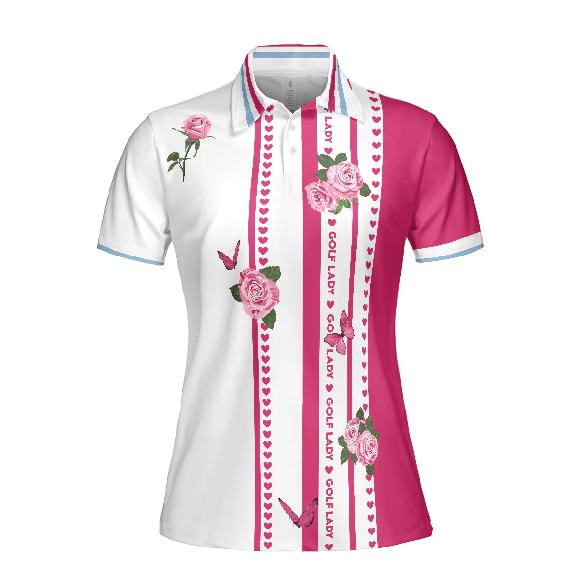 Golf Women Polo Shirt, Golf Lady With Roses In Vintage Style Golf Floral Women Polo Shirts, Gift For Ladies, Team Female Golfers, Golf Lovers - Image 4