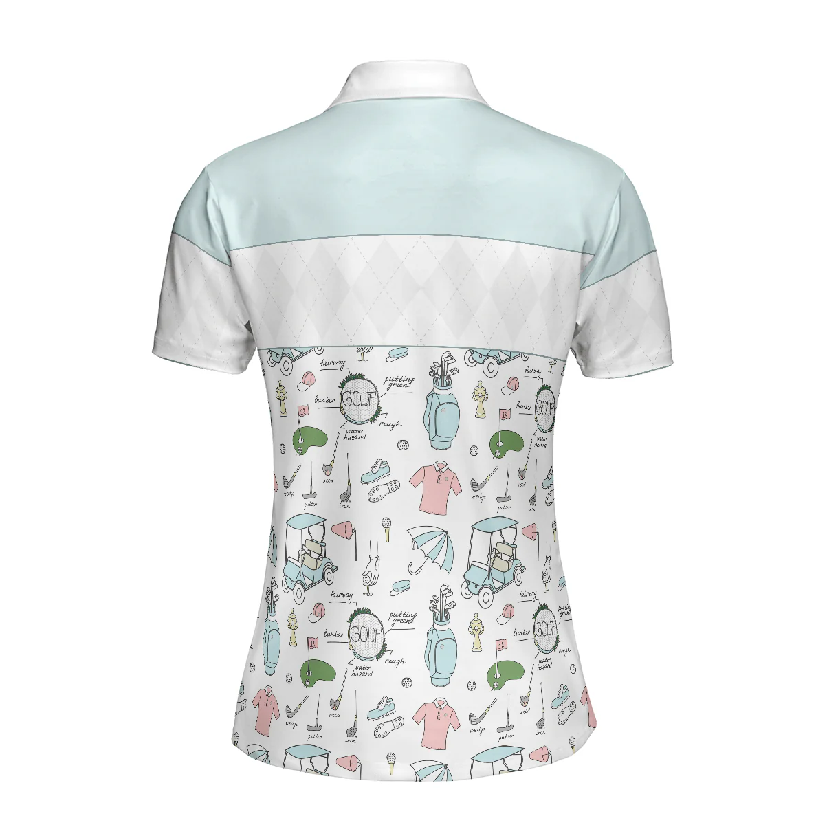 Golf Women Polo Shirt, Golf Life In Blue, Golf Symbol And Argyle Pattern Women Polo Shirts, Gift For Ladies, Team Female Golfers, Golf Lovers - Image 3