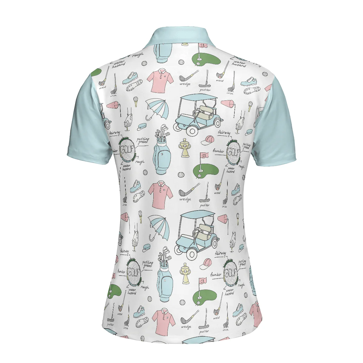 Golf Women Polo Shirt, Golf Symbol Pattern, Golf Life In Blue Women Polo Shirts, Gift For Ladies, Team Female Golfers, Golf Lovers - Image 3