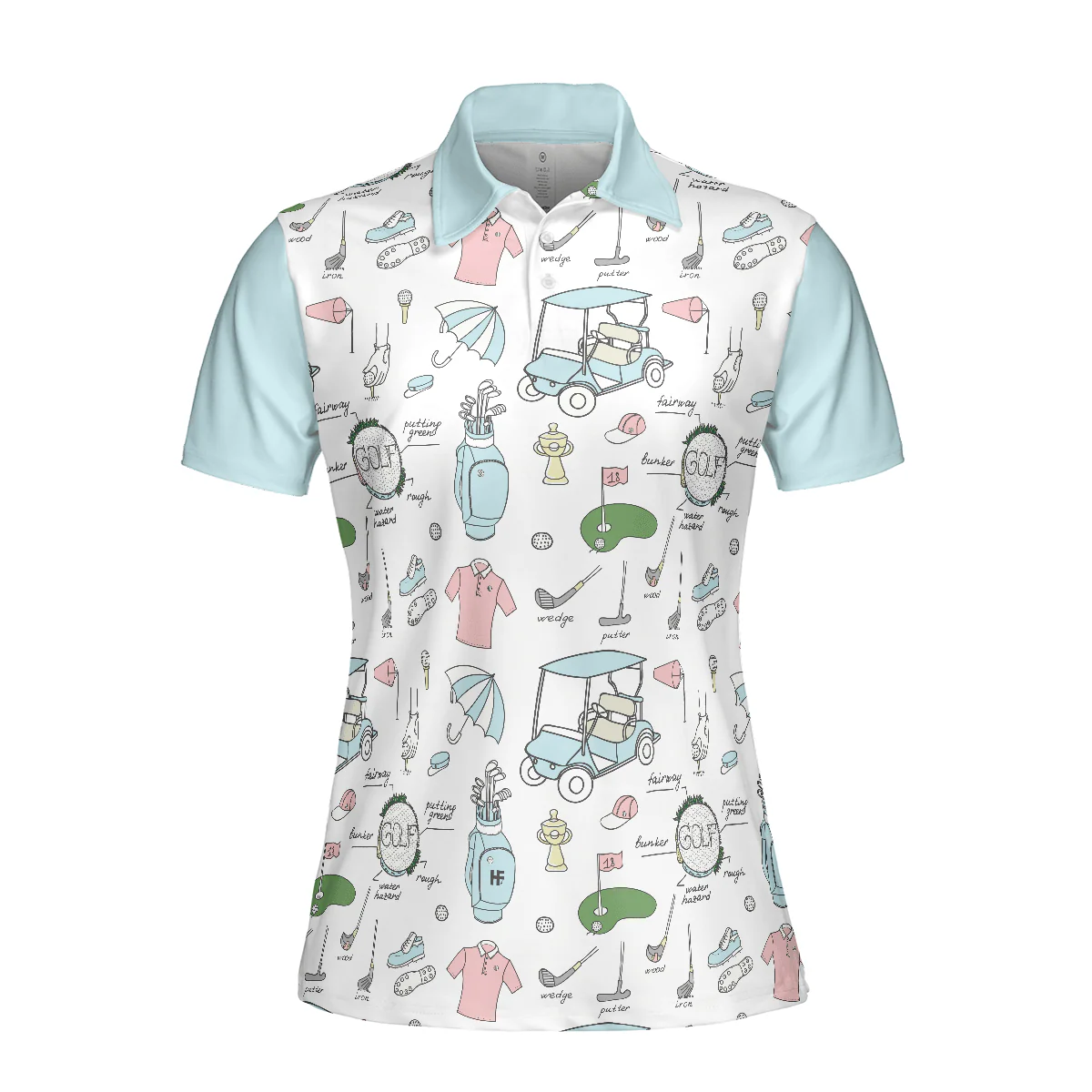 Golf Women Polo Shirt, Golf Symbol Pattern, Golf Life In Blue Women Polo Shirts, Gift For Ladies, Team Female Golfers, Golf Lovers - Image 4