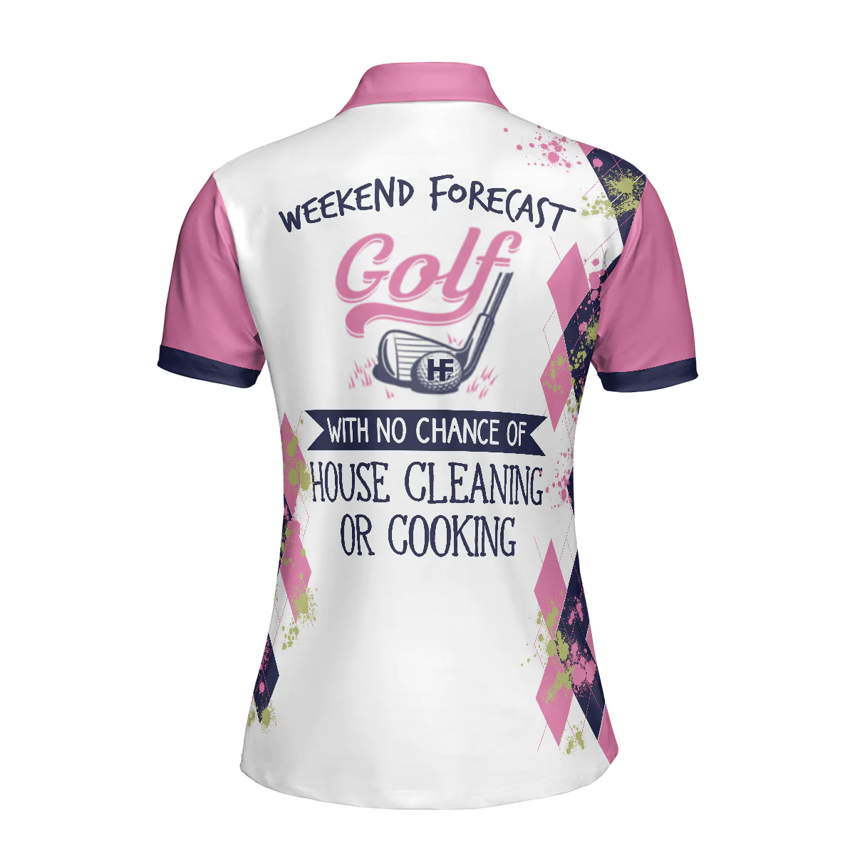 Golf Women Polo Shirt, Golfing Weekend Forecast Golf Pink And White Women Polo Shirts, Best Gift For Female Golfers, Ladies, Golf Lovers - Image 3