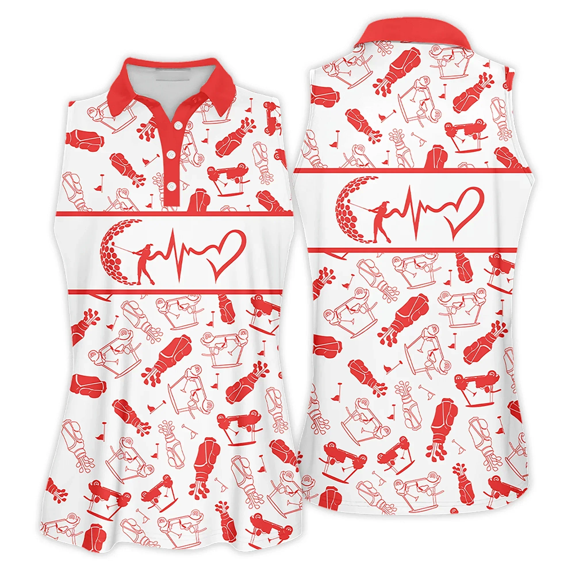 Golf Women Polo Shirt, Heartbeat Golf Clubs Funny Golf Symbol Multicolor Women Polo Shirt - Gift For Golfers, Female, Golf Lovers, Mother's Day - Image 6
