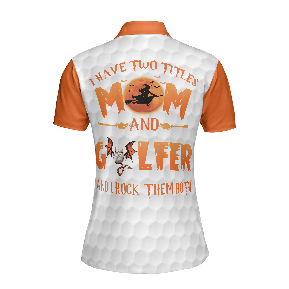 Golf Women Polo Shirt, I Have Two Titles Mom, Orange Leopard Halloween Witch Women Polo Shirts, Unique Female Gift For Golfers, Ladies, Golf Lovers - Image 3
