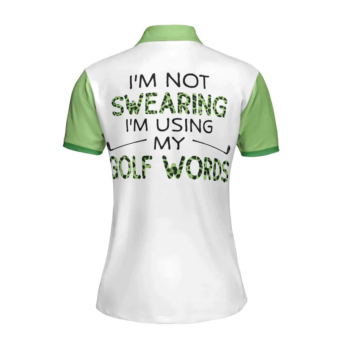 Golf Women Polo Shirt, I'm Not Swearing I'm Using My Golf Word, Leopard Green Argyle Pattern Women Polo Shirts, Gift For Ladies, Golfers, Golf Lovers - Image 3