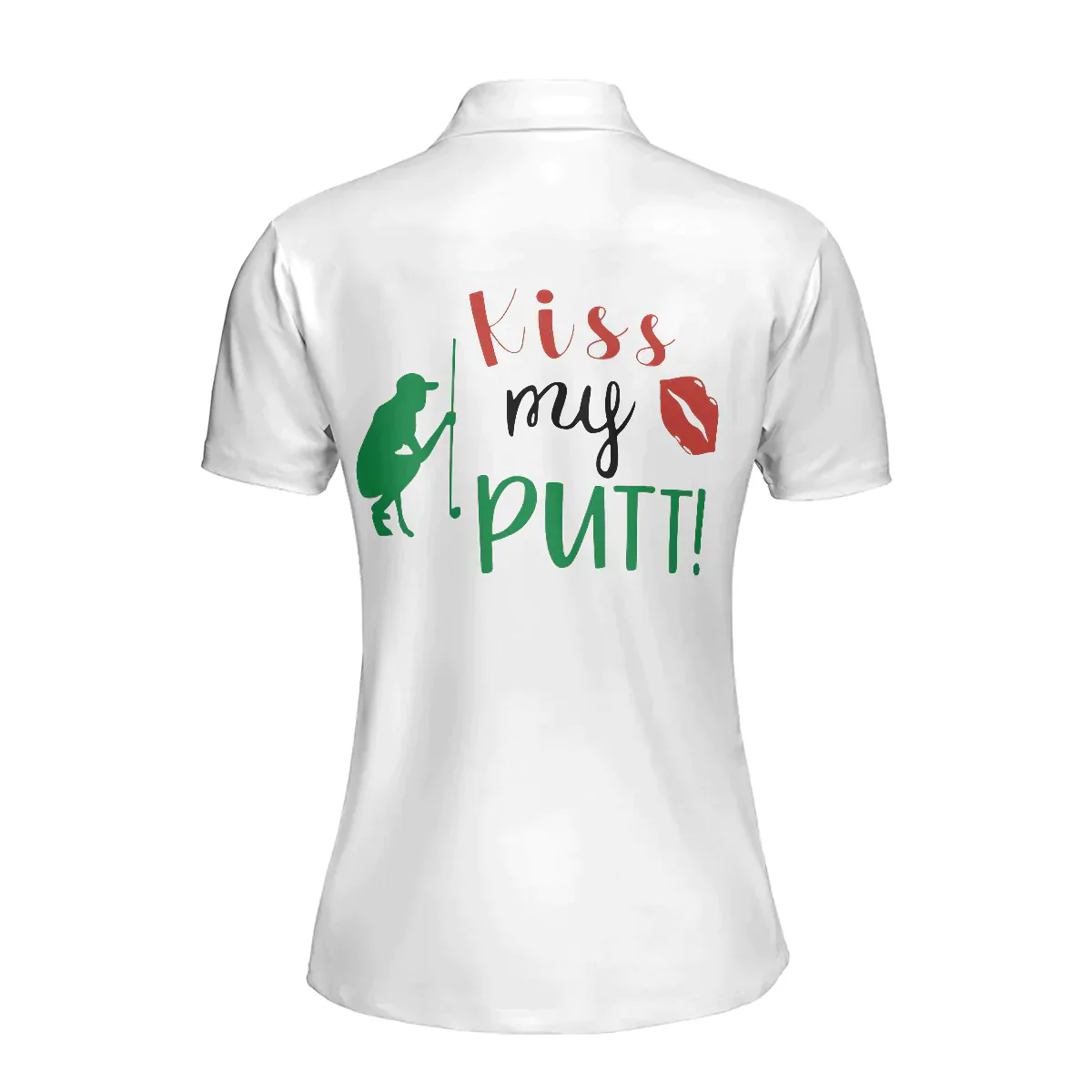 Golf Women Polo Shirt - Kiss My Putt, Red Green Argyle Pattern Skeleton Women Polo Shirts - Best Gift For Ladies, Female, Girls, Golfers, Golf Lovers - Image 3