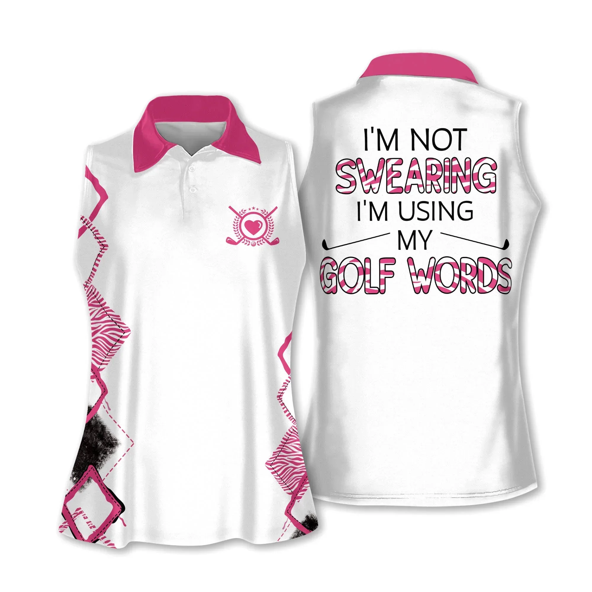 Golf Women Polo Shirt, Leopard Pattern I'm Using My Golf Words Multicolor Polo Shirt Polo Shirt - Gift For Mother's Day, Golfers, Female, Golf Lover - Image 2