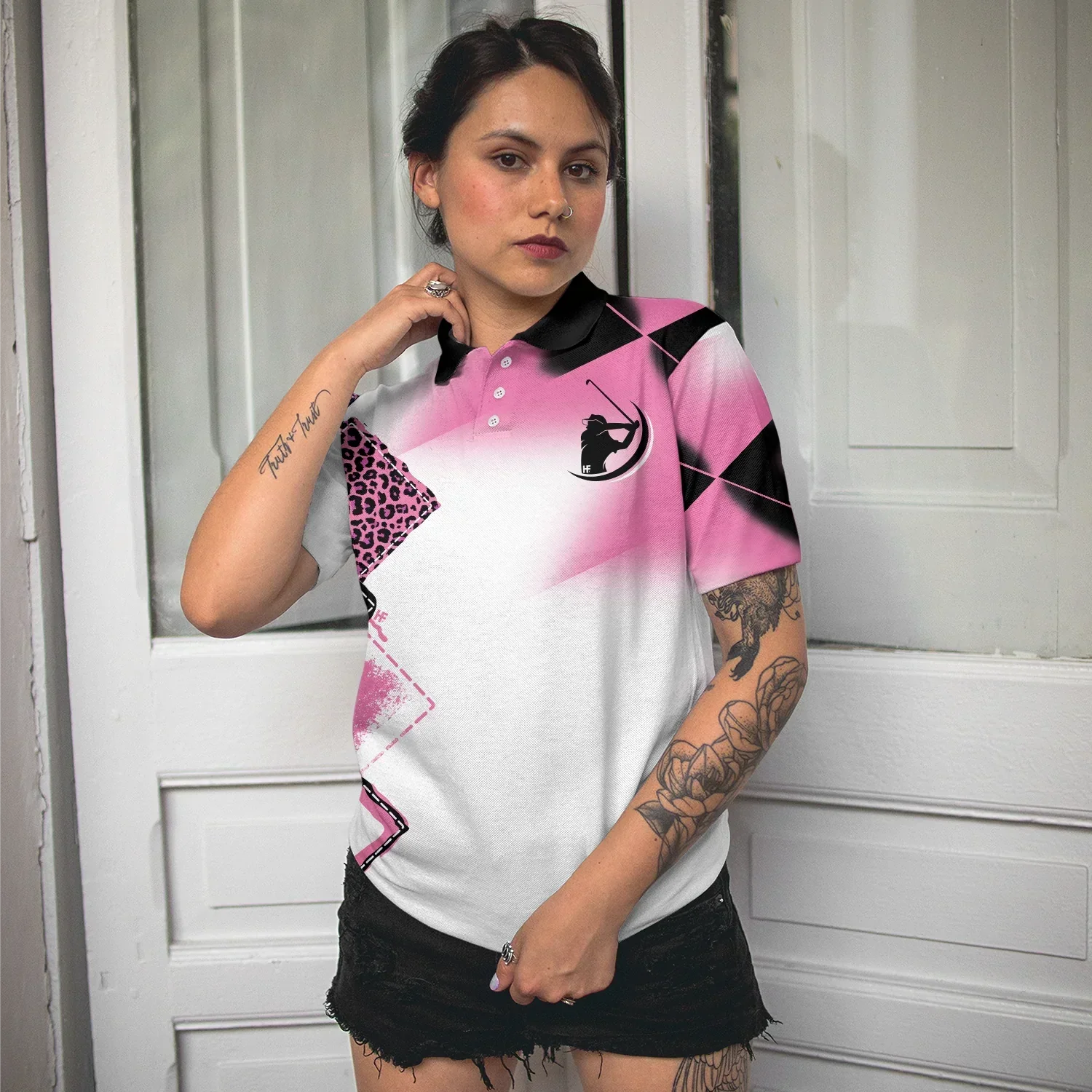 Golf Women Polo Shirt, Leopard Pink Women Polo Shirts, Golfing Gift For Ladies, Golfers, I Searched My Symptoms Turns Out I Just Need To Play Golf - Image 6