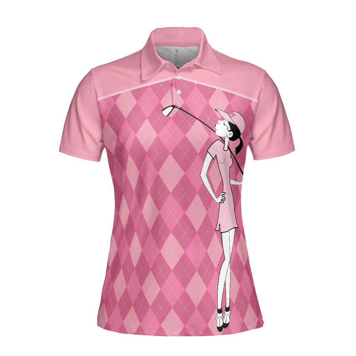 Golf Women Polo Shirt - Pink Argyle Pattern Golf Girl You Say Girl Can't Golf I Say Watch Me  Women Polo Shirts - Perfect Gift For Women, Golfers - Image 4