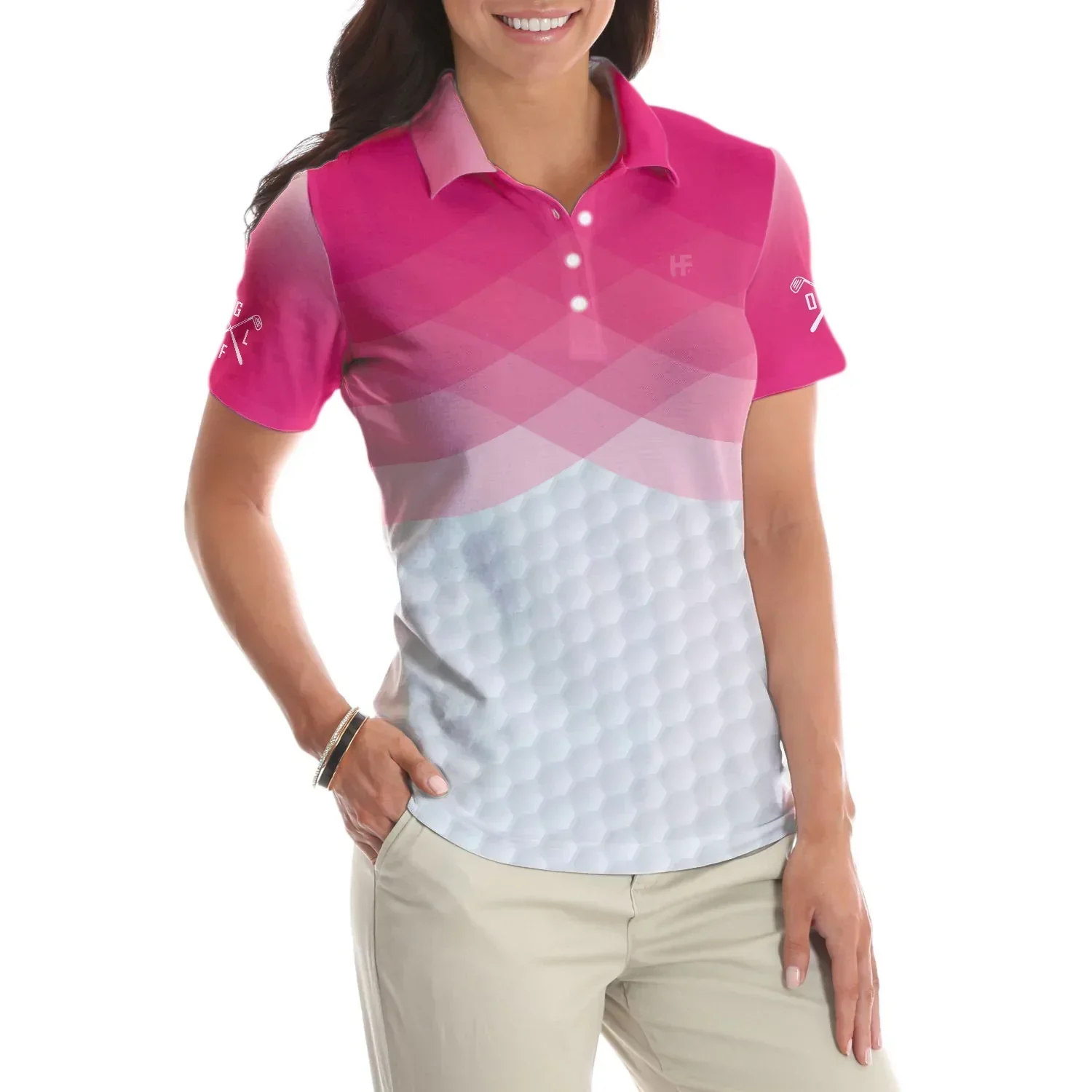 Golf Women Polo Shirt, Pink Argyle Pattern Women Polo Shirts, Gift For Ladies, Golfers, Golf Lovers - Just A Pink Girl Who Loves Playing Golf - Image 5