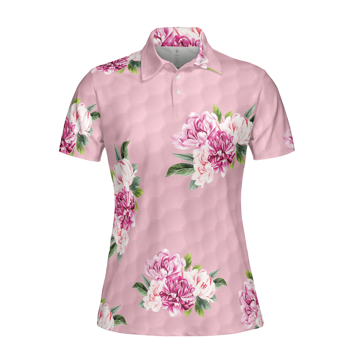 Golf Women Polo Shirt, Pink Watercolor Flowers Women Polo Shirt - Perfect Gift For Female, Ladies, Golfers, Golf Lovers - Image 4