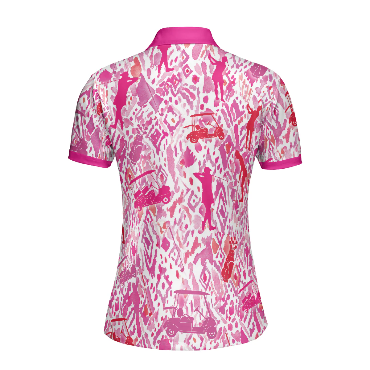 Golf Women Polo Shirt, Seamless Pink Golf Women Polo Shirts, Unique Perfect Gift For Ladies, Female Golfers, Golf Lovers - Image 4