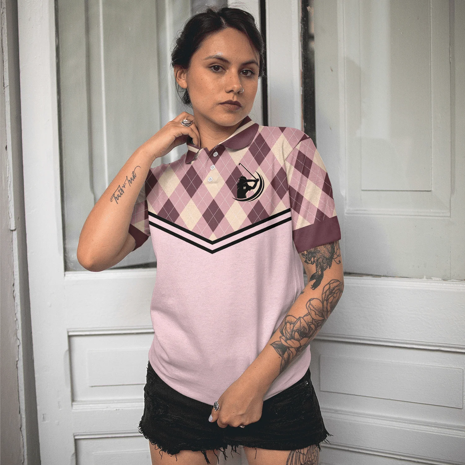 Golf Women Polo Shirt, Some Girls Play Golf And Drink Too Much, Funny Argyle Pattern Women Polo Shirts - Gift For Ladies, Golfers, Golf Lovers - Image 6