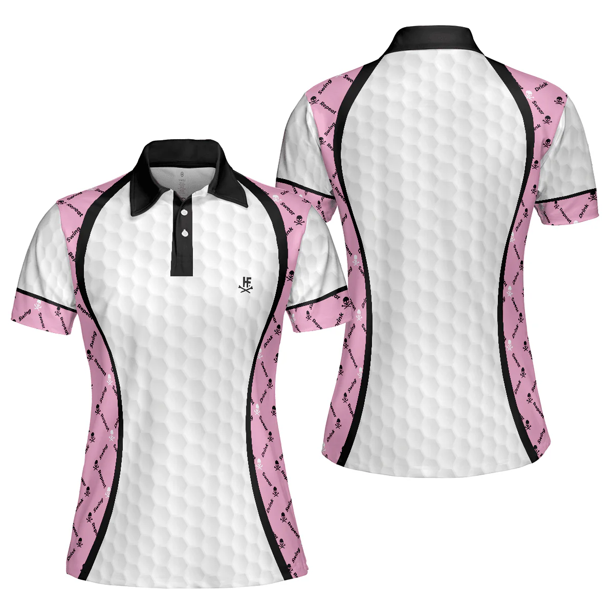 Golf Women Polo Shirt, Swing Swear And Repeat Golf Girl Life Women Polo Shirts, Argyle Pattern Golf Shirt For Ladies - Perfect Gift For Women, Golfers - Image 2