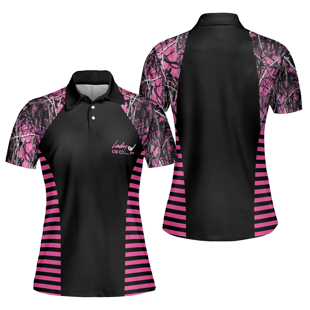 Golf Women Polo Shirt - Thinning Layout Sexy Golf Girl Pink Camouflage Pattern Golf Women Polo Shirt - Perfect Polo Shirt For Golf Lovers, Golfers - Image 2