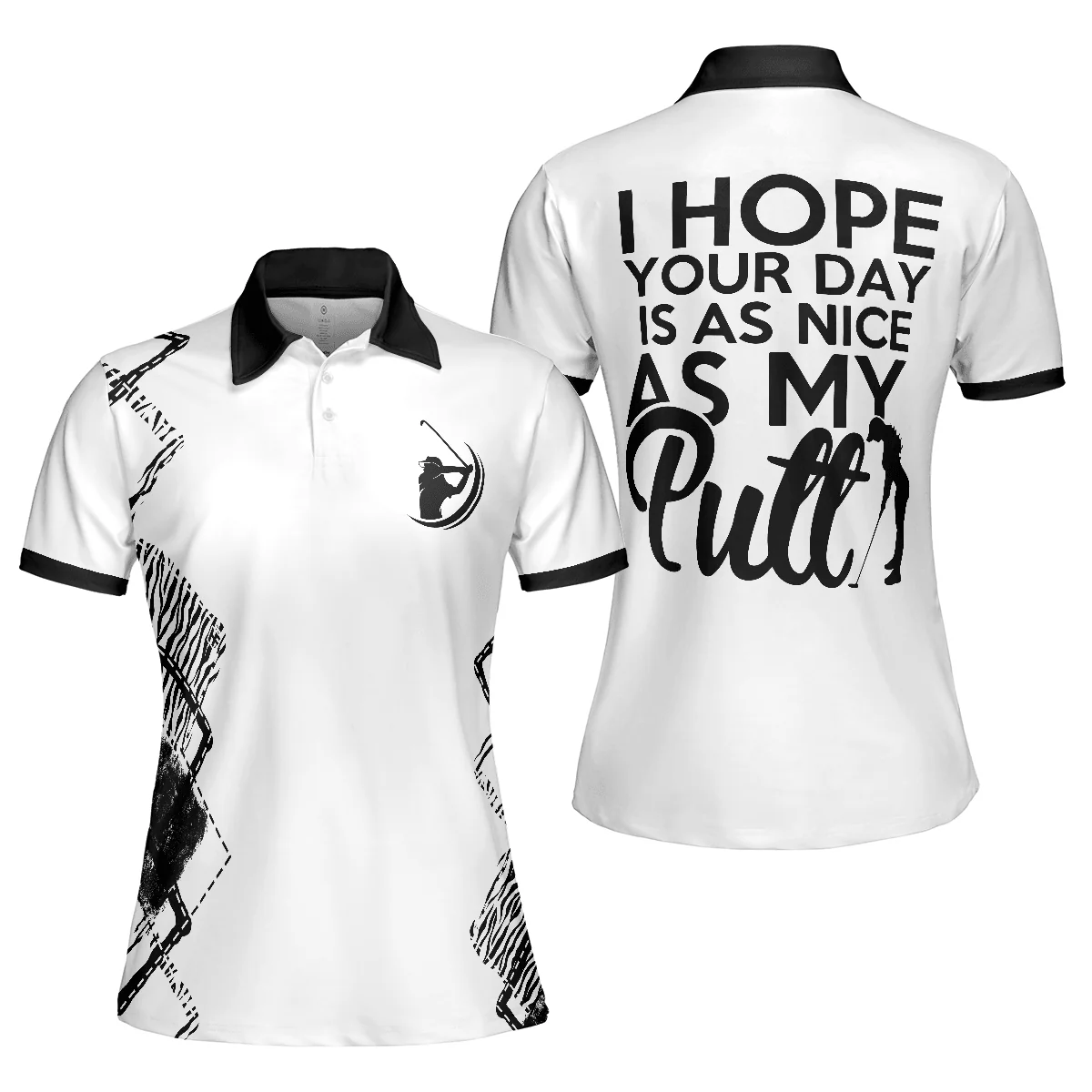 Golf Women Polo Shirt, Zebra Pattern Golf Women Polo Shirt, Best Golfing Gift For Ladies, Golfers, Golf Lovers, I Hope Your Day Is As Nice As My Putt - Image 2
