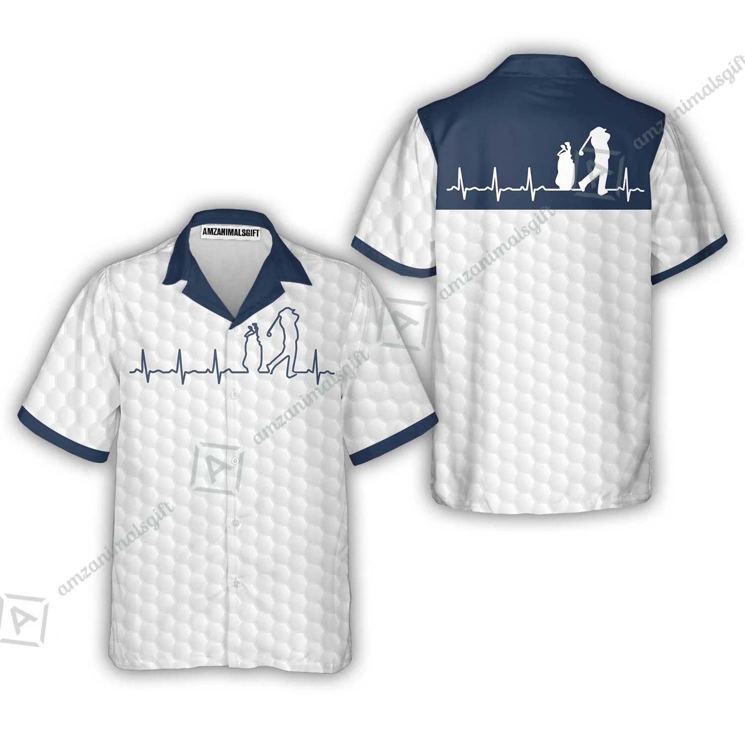 Golf Women Sleeveless Polo Shirt - Heartbeat Golfer White And Navy Golf Women Sleeveless Polo Shirt, White Golf Ball Pattern Women Sleeveless Polo Shirt - Best Gift For Golfers - Image 8
