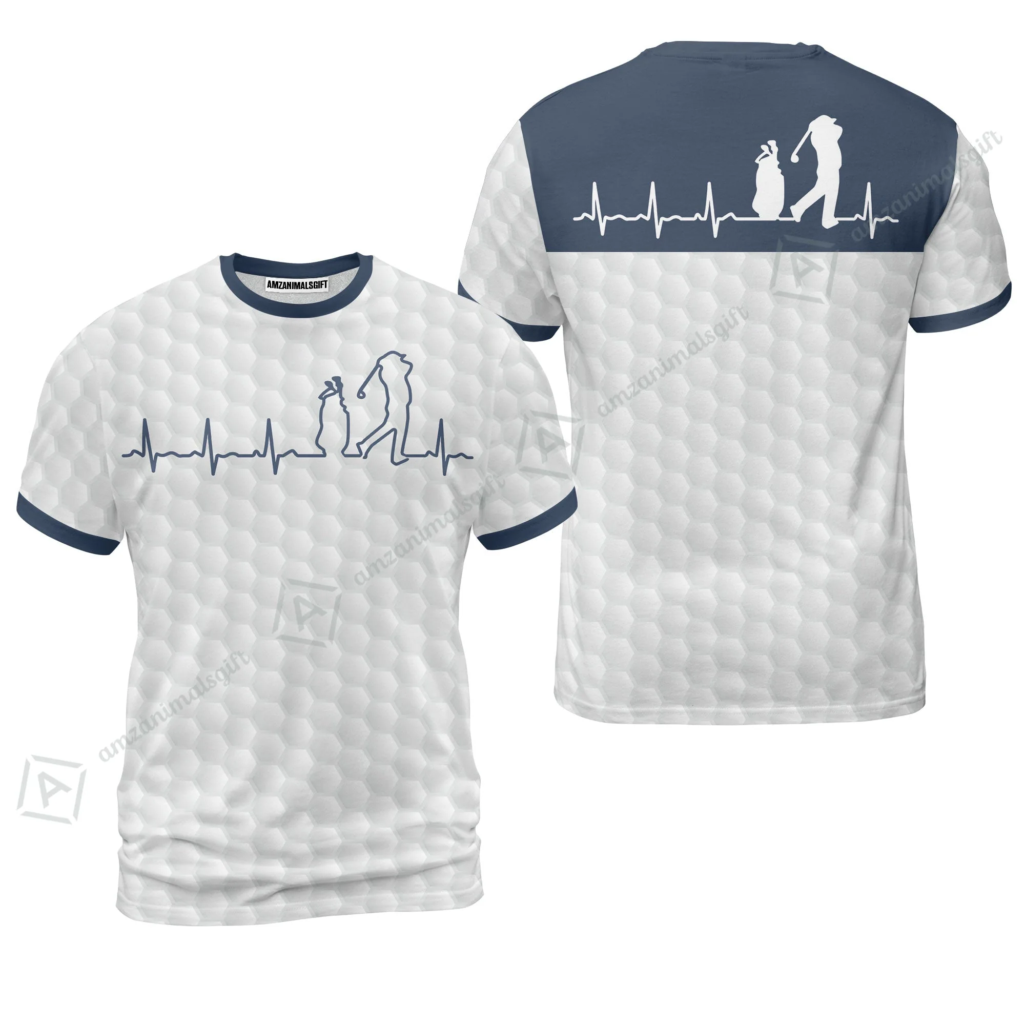 Golf Women Sleeveless Polo Shirt - Heartbeat Golfer White And Navy Golf Women Sleeveless Polo Shirt, White Golf Ball Pattern Women Sleeveless Polo Shirt - Best Gift For Golfers - Image 9