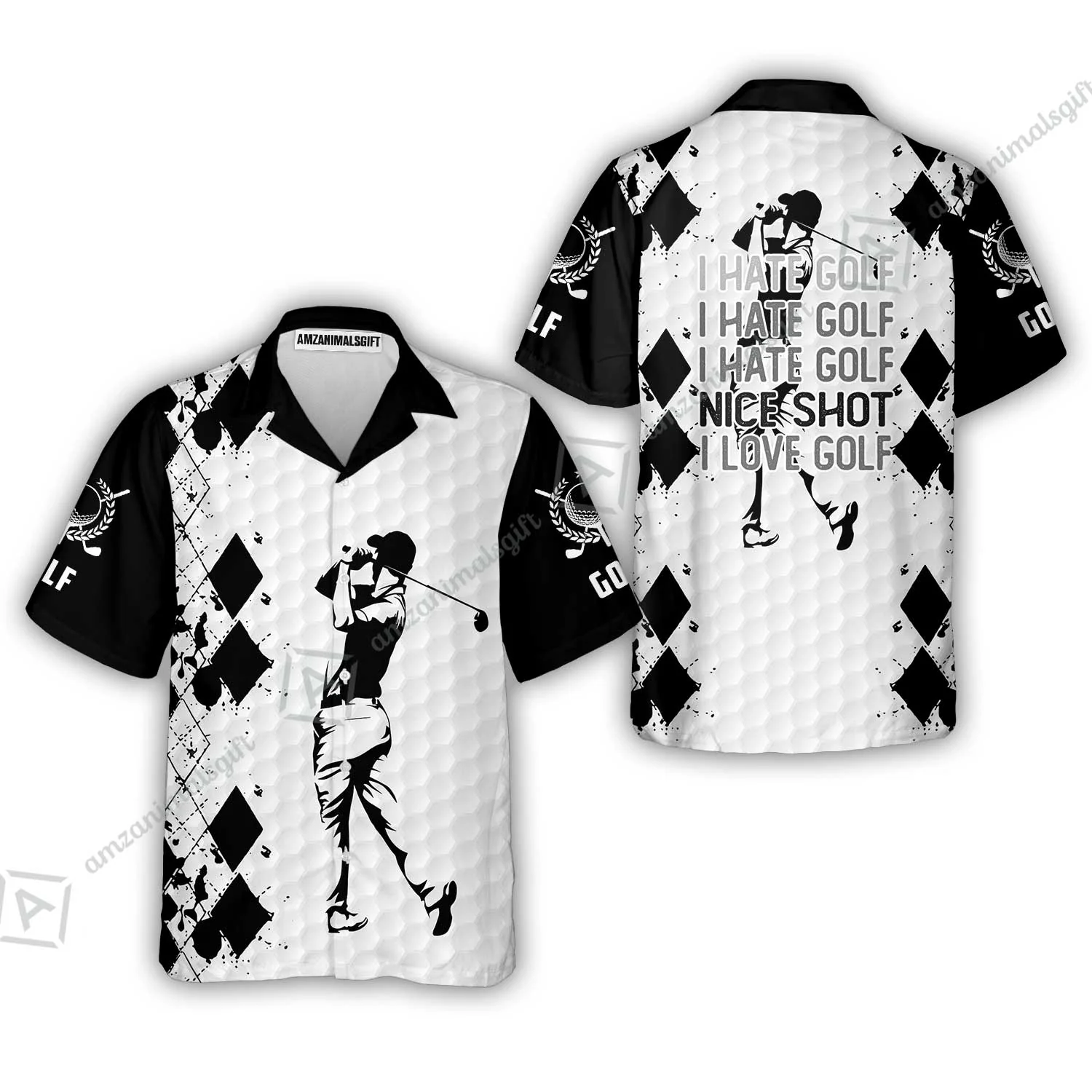 Golf Zip Polo Shirt -  I Hate Golf Nice Shot I Love Golf Zip Polo Shirt - Image 5