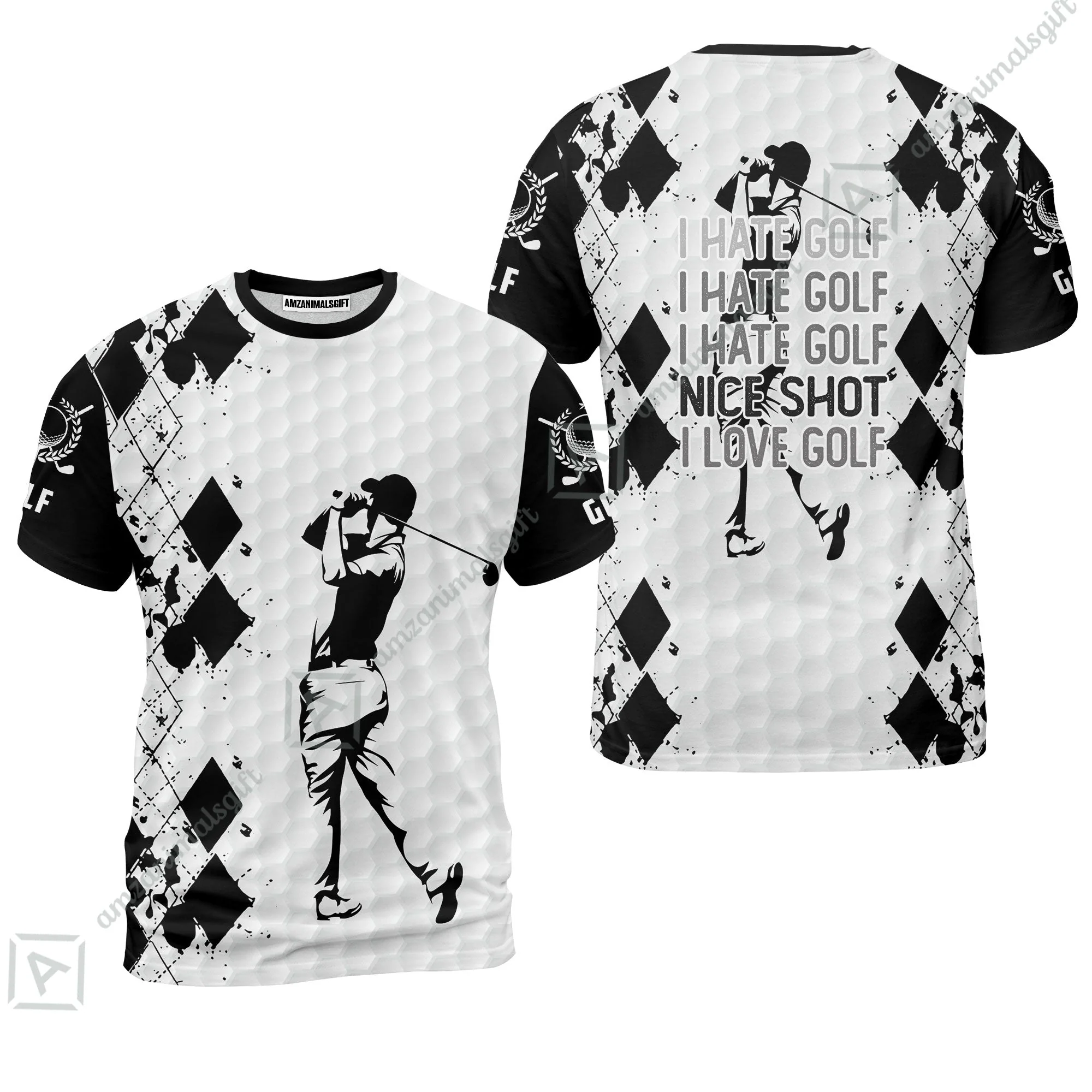 Golf Zip Polo Shirt -  I Hate Golf Nice Shot I Love Golf Zip Polo Shirt - Image 6