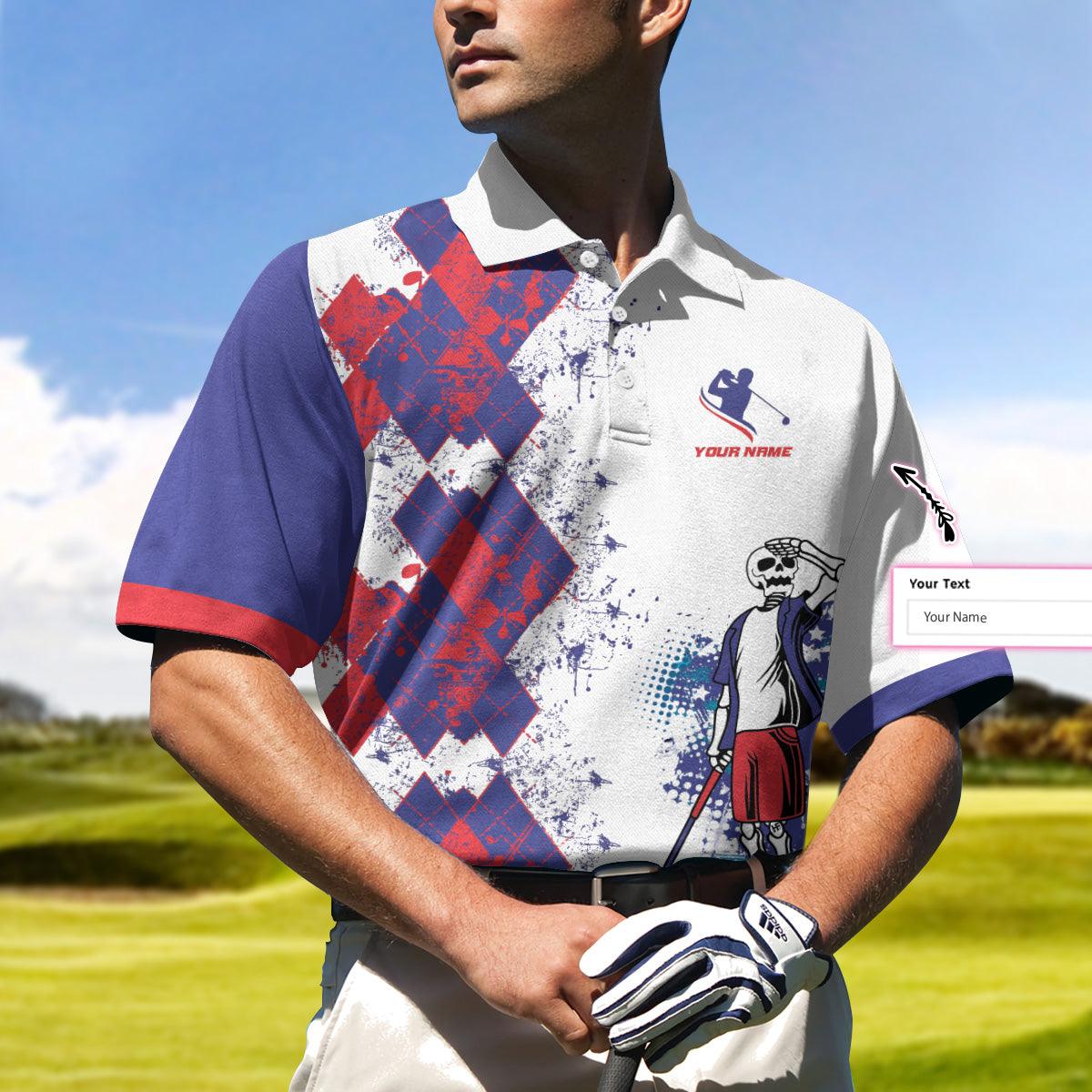 Golfer Custom Name Polo Shirt, Size Matters Custom Polo Shirt, Personalized Golfing Shirt Design, Argyle Pattern Shirt - Perfect Gift For Men, Golfers - Image 2