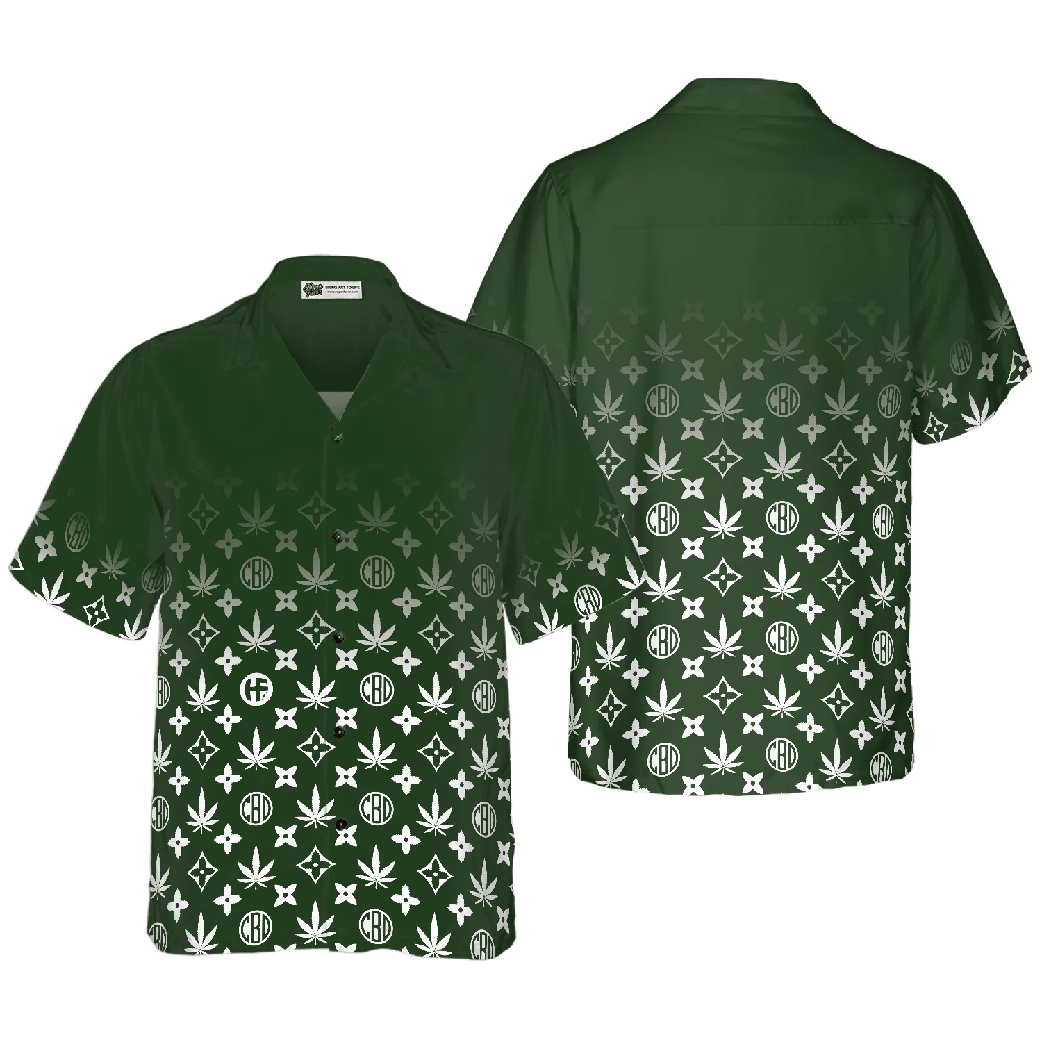 Gradient Marijuana Pattern Hawaiian Shirt, Colorful Summer Aloha Shirt For Men Women, Gift For Friend, Team