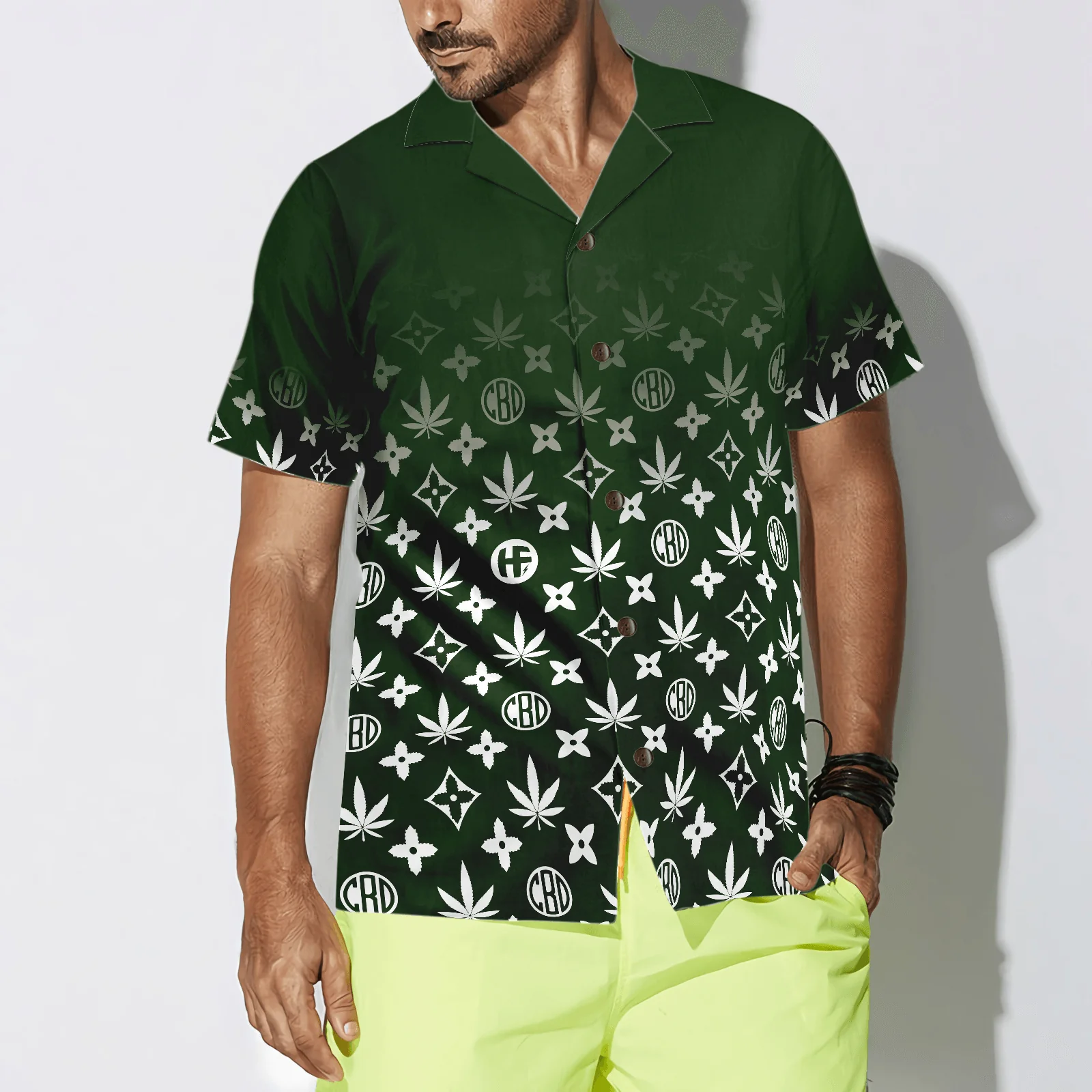 Gradient Marijuana Pattern Hawaiian Shirt, Colorful Summer Aloha Shirt For Men Women, Gift For Friend, Team - Image 4
