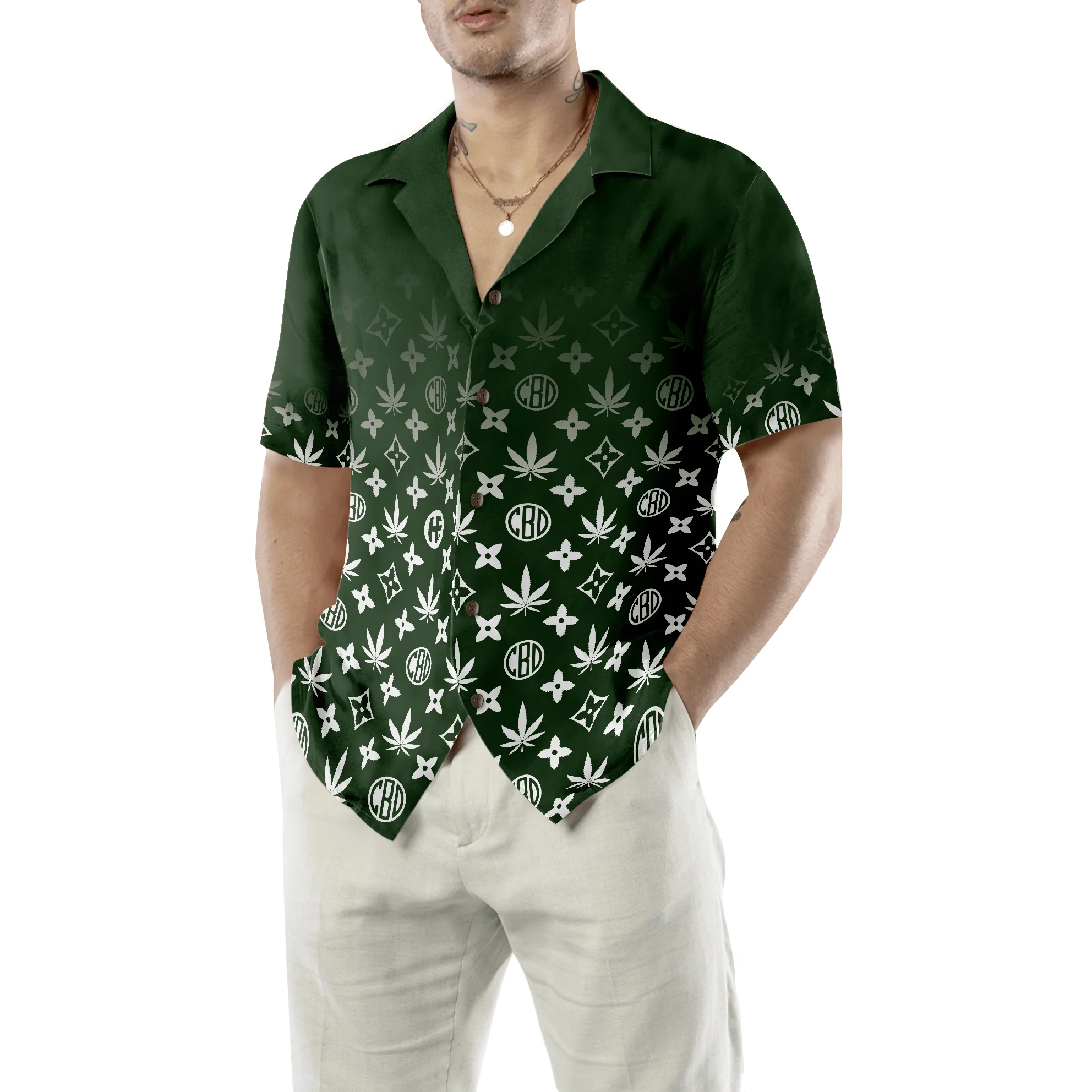 Gradient Marijuana Pattern Hawaiian Shirt, Colorful Summer Aloha Shirt For Men Women, Gift For Friend, Team - Image 5