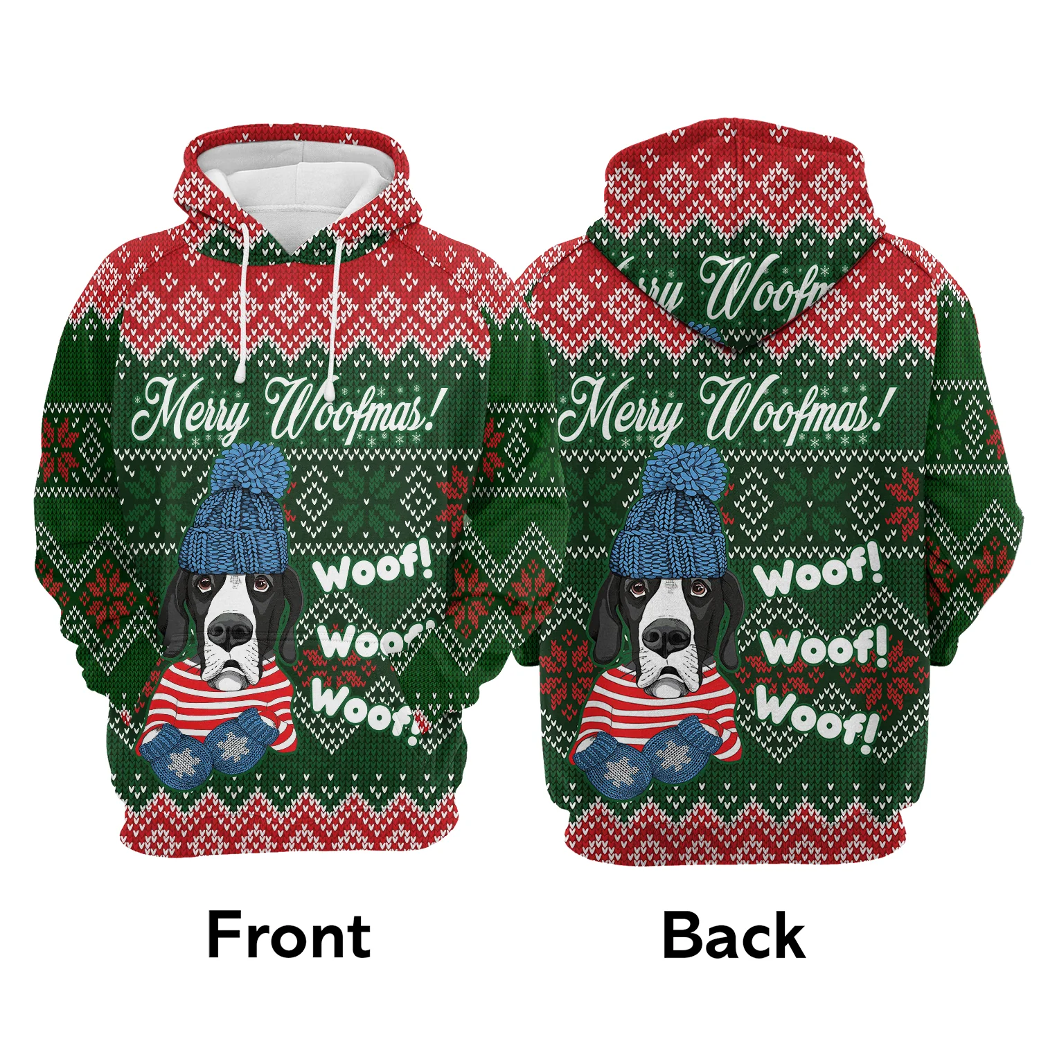 Great Dane Pullover Premium Hoodie Merry Woofmas, Perfect Outfit For Men And Women On Christmas New Year Autumn Winter - Image 2