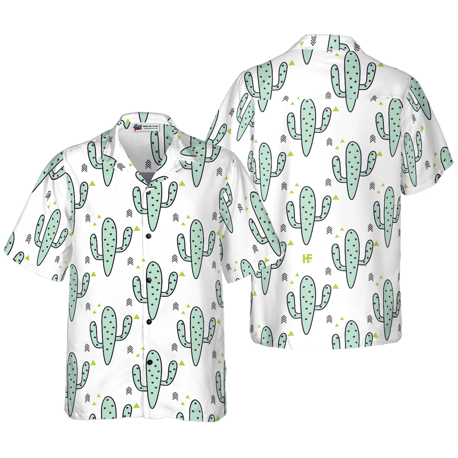 Green Mint Cactuses Pattern Aloha Hawaiian Shirt For Summer, Colorful Shirt For Men Women, Perfect Gift For Friend, Team, Family