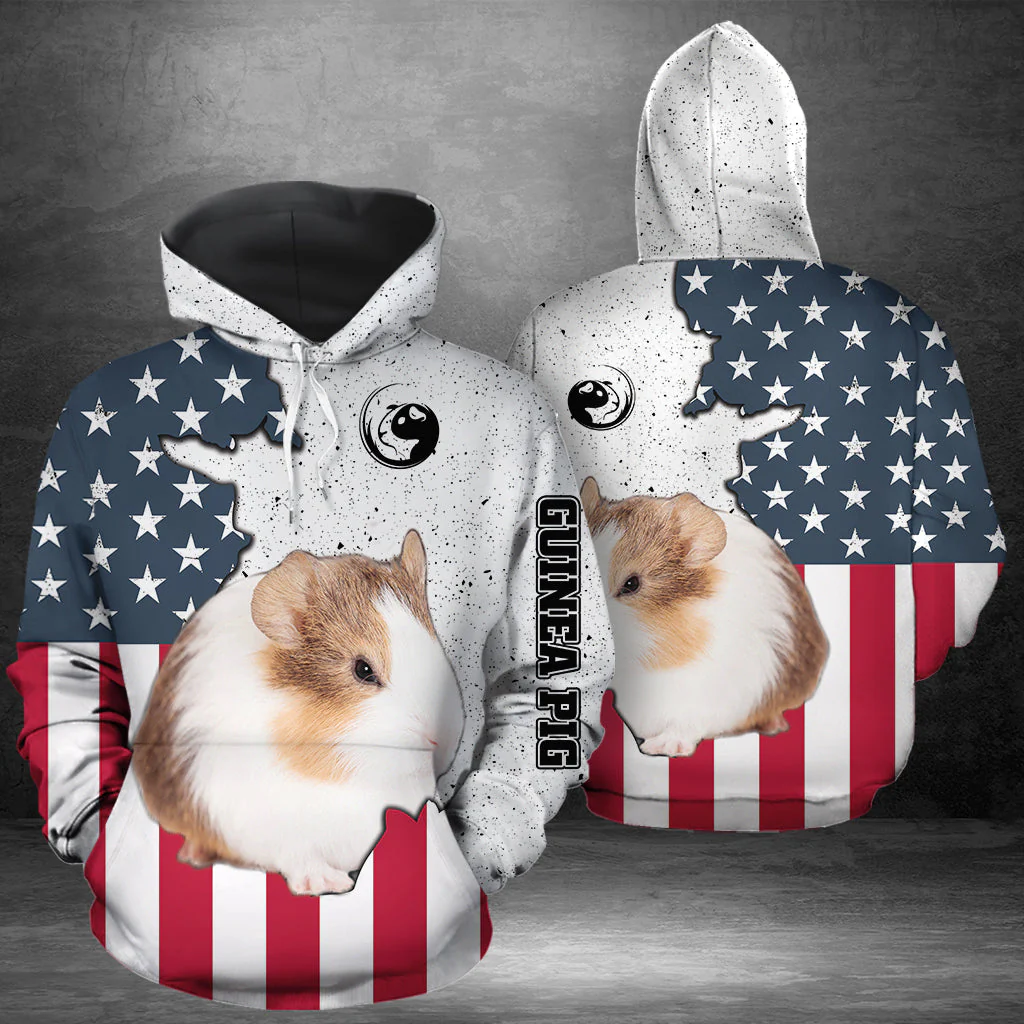 Guinea Pig US Flag Pullover Premium Hoodie, Perfect Outfit For Men And Women On Christmas New Year Autumn Winter - Image 2