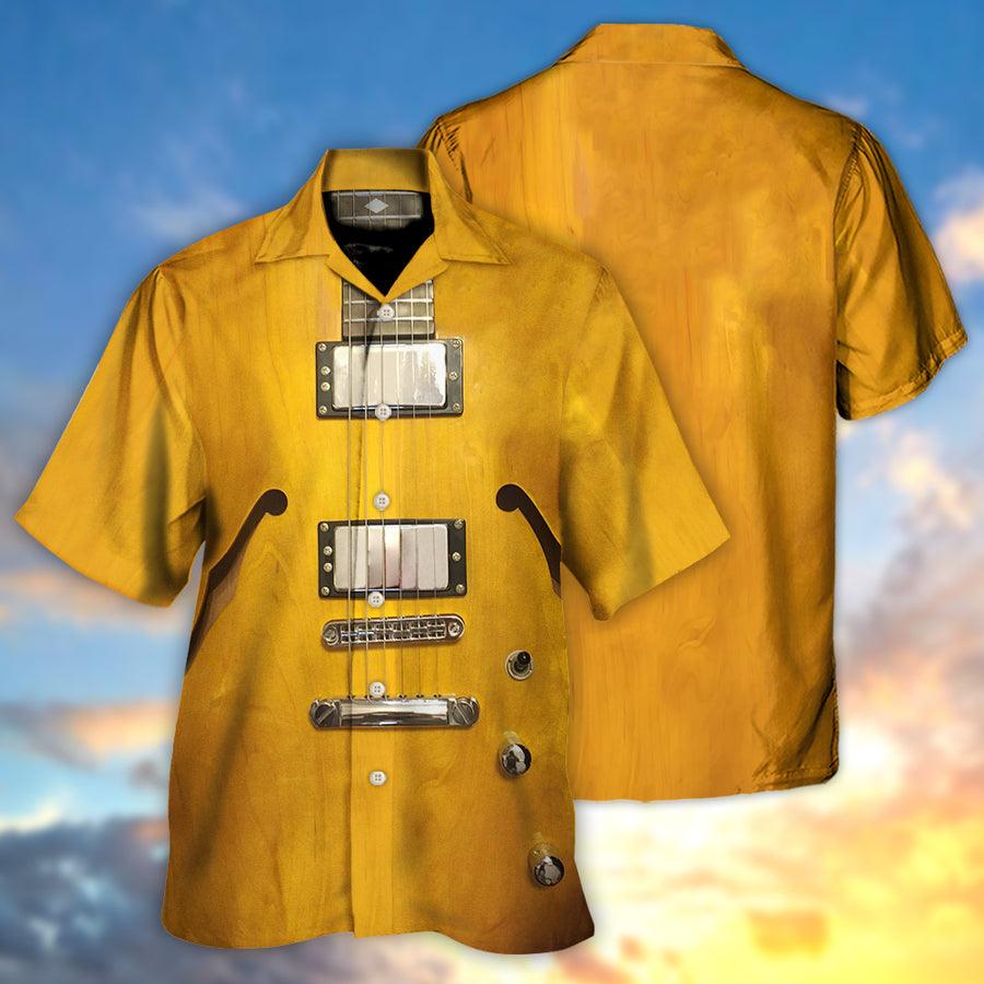 Guitar Acoustic Aloha Hawaiian Shirt For Summer, Semi Hollow Body Guitar Hawaiian Shirts Outfit For Men Women, Music Guitar Lovers - Image 2
