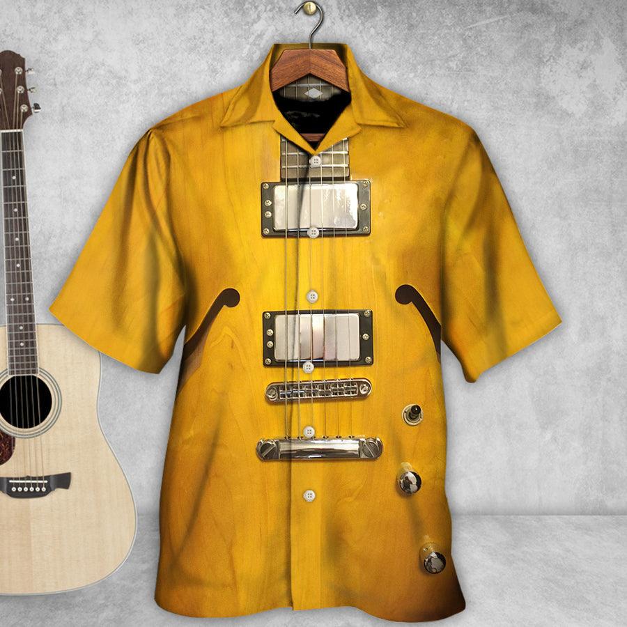 Guitar Acoustic Aloha Hawaiian Shirt For Summer, Semi Hollow Body Guitar Hawaiian Shirts Outfit For Men Women, Music Guitar Lovers - Image 3