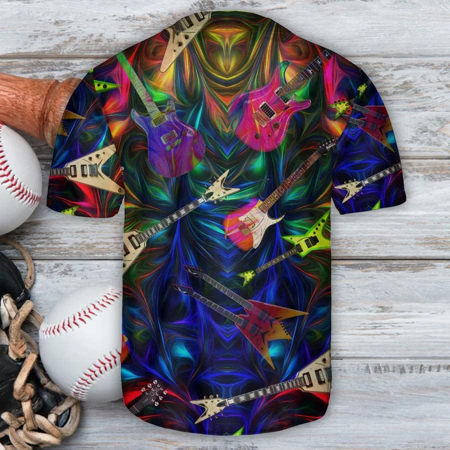 Guitar Baseball Jersey, Guitar Neon Art Baseball Tee Jersey Shirt For Men And Women - Perfect Gift For Guitar Lovers, Music Lovers - Image 3