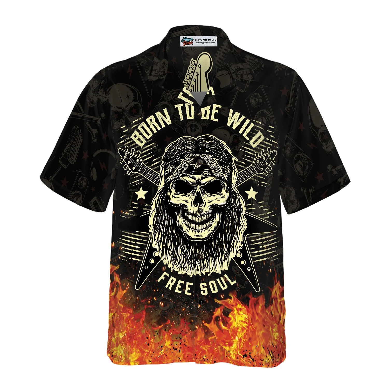 Guitar Born To Be Wild Aloha Hawaiian Shirt For Summer, Colorful Cool Hawaiian Shirts Outfit For Men Women, Friend, Team, Music Guitar Lovers - Image 2
