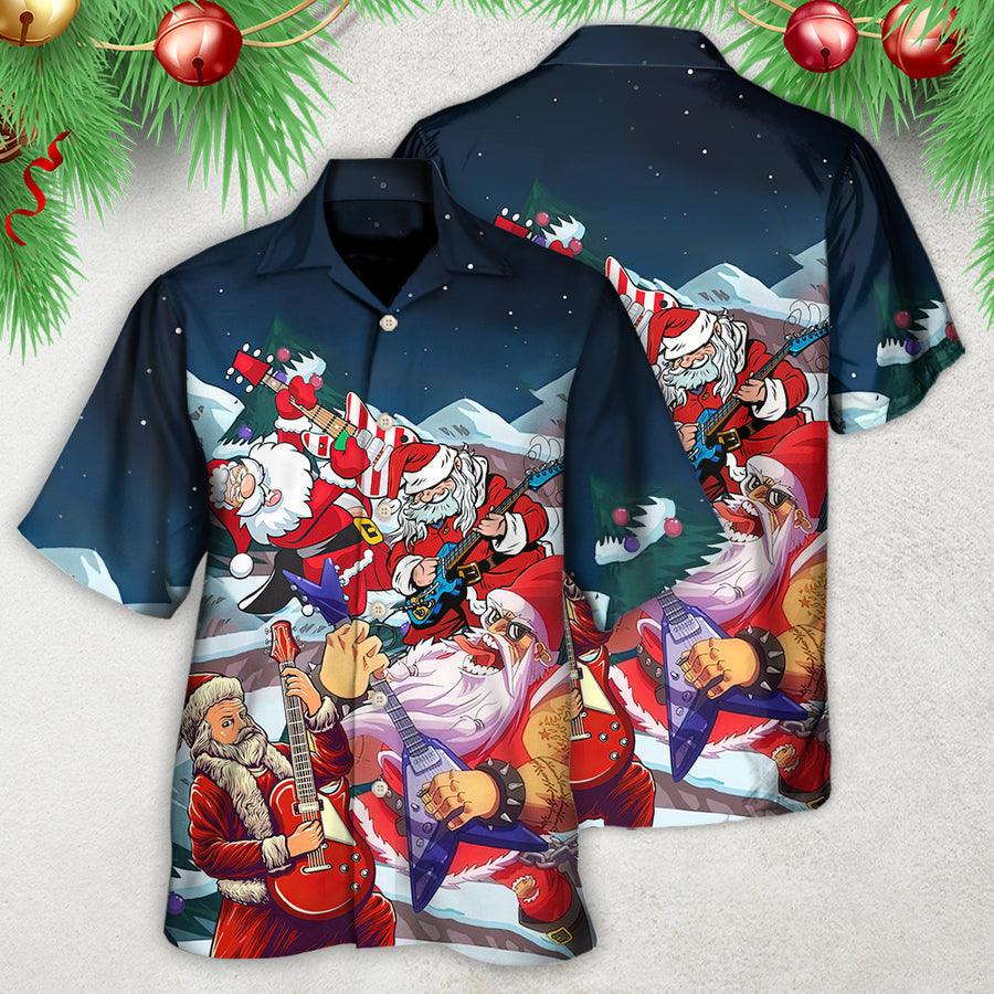 Guitar Christmas Aloha Hawaiian Shirt For Summer, Santa With Electric Guitar Hawaiian Shirts Outfit For Men Women, Music Guitar Lovers - Image 2