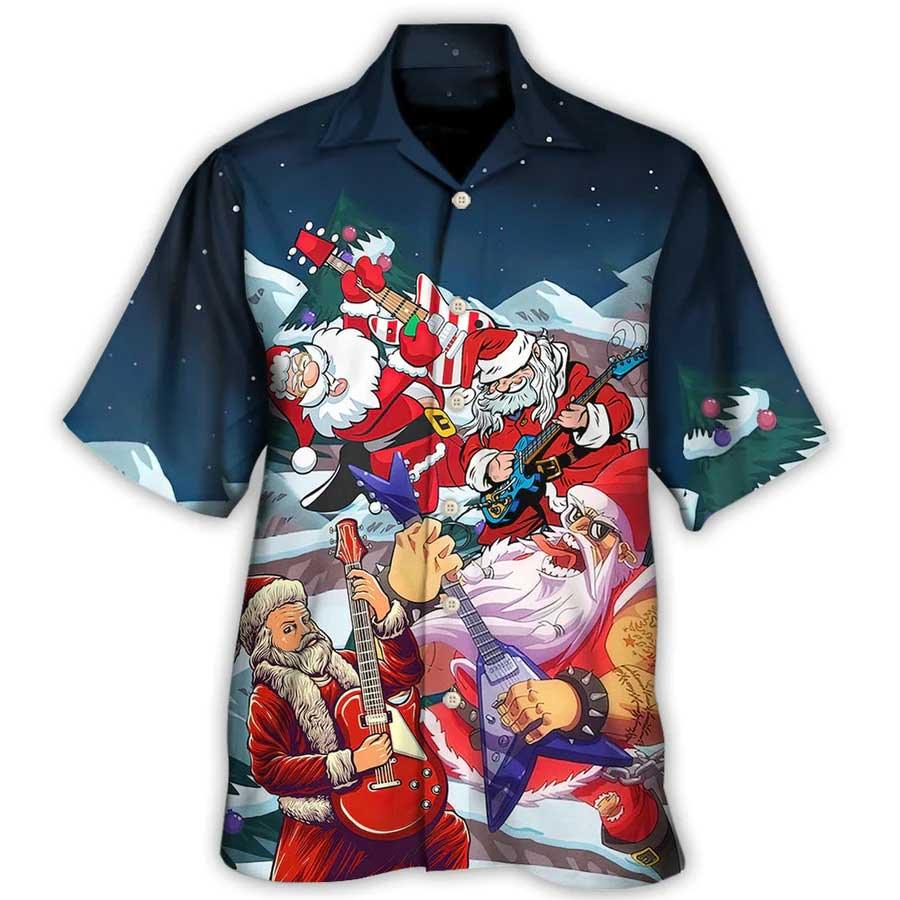 Guitar Christmas Aloha Hawaiian Shirt For Summer, Santa With Electric Guitar Hawaiian Shirts Outfit For Men Women, Music Guitar Lovers - Image 3