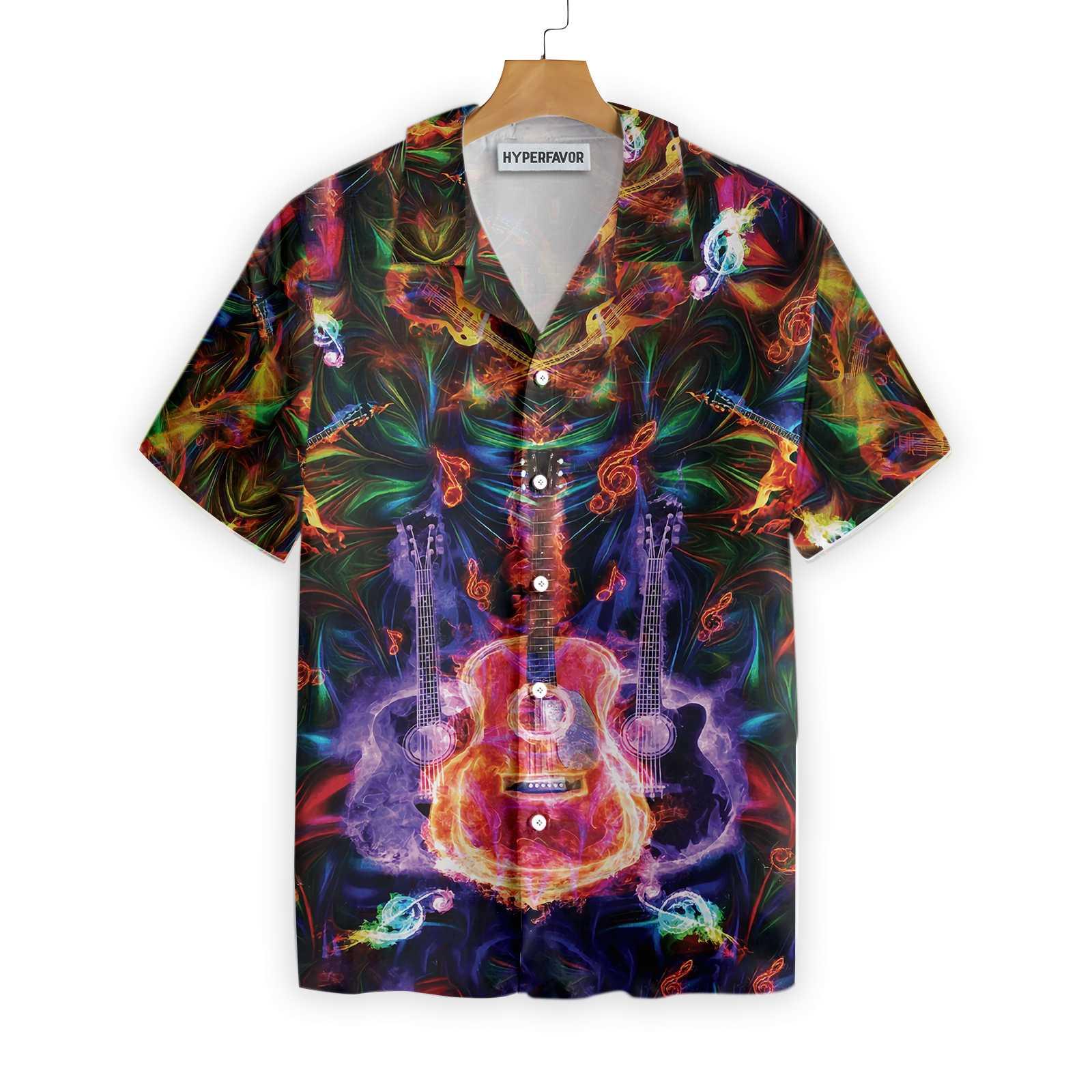 Guitar Hawaiian Shirt, Colorful Summer Aloha Shirt For Men, Guitar Lovers, Music Lovers - Image 3
