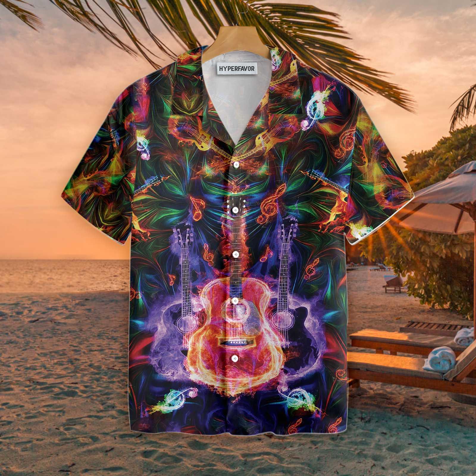 Guitar Hawaiian Shirt, Colorful Summer Aloha Shirt For Men, Guitar Lovers, Music Lovers - Image 5